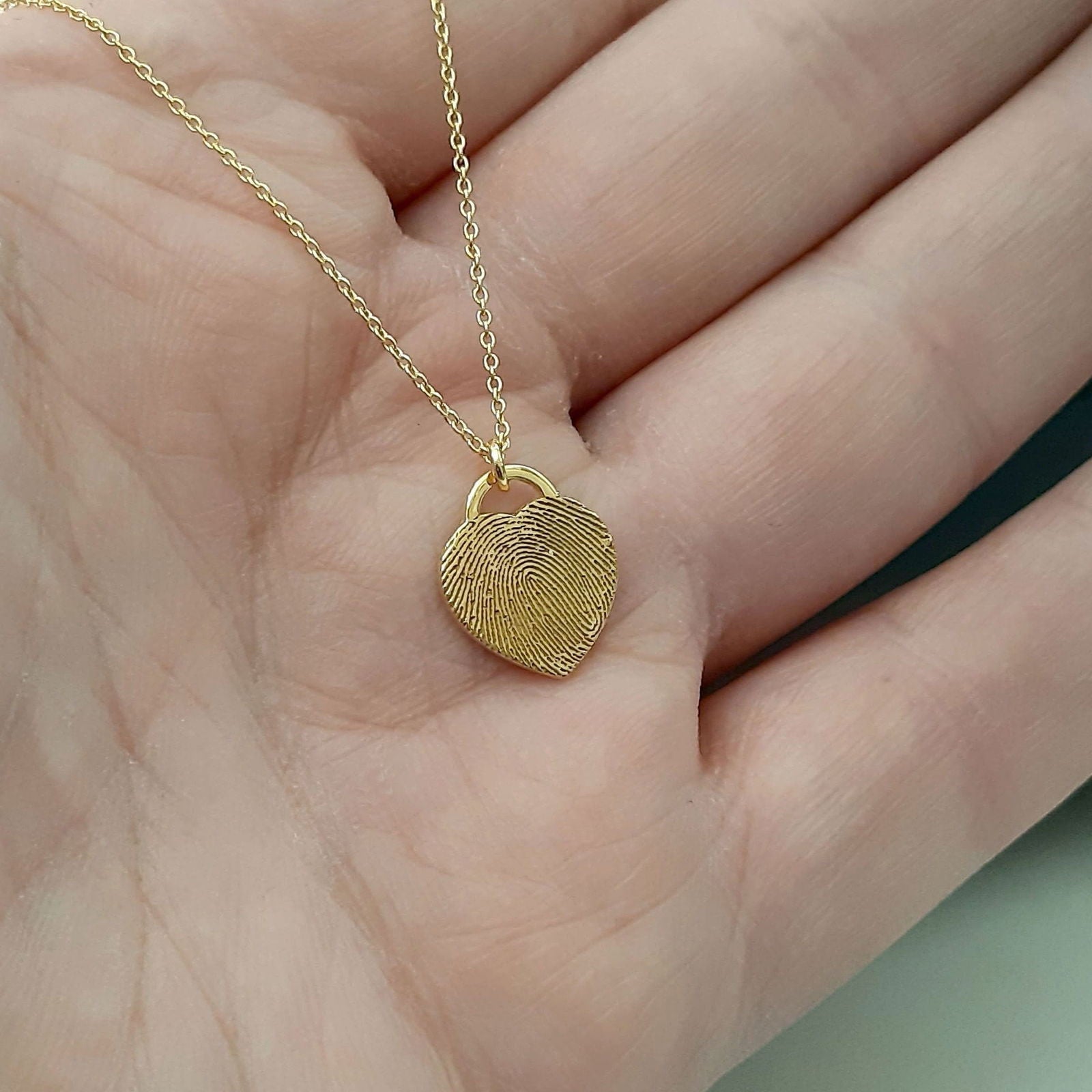 14k Actual Fingerprint Necklace • Engraved Fingerprint Handwriting Jewelry - InfinityJools