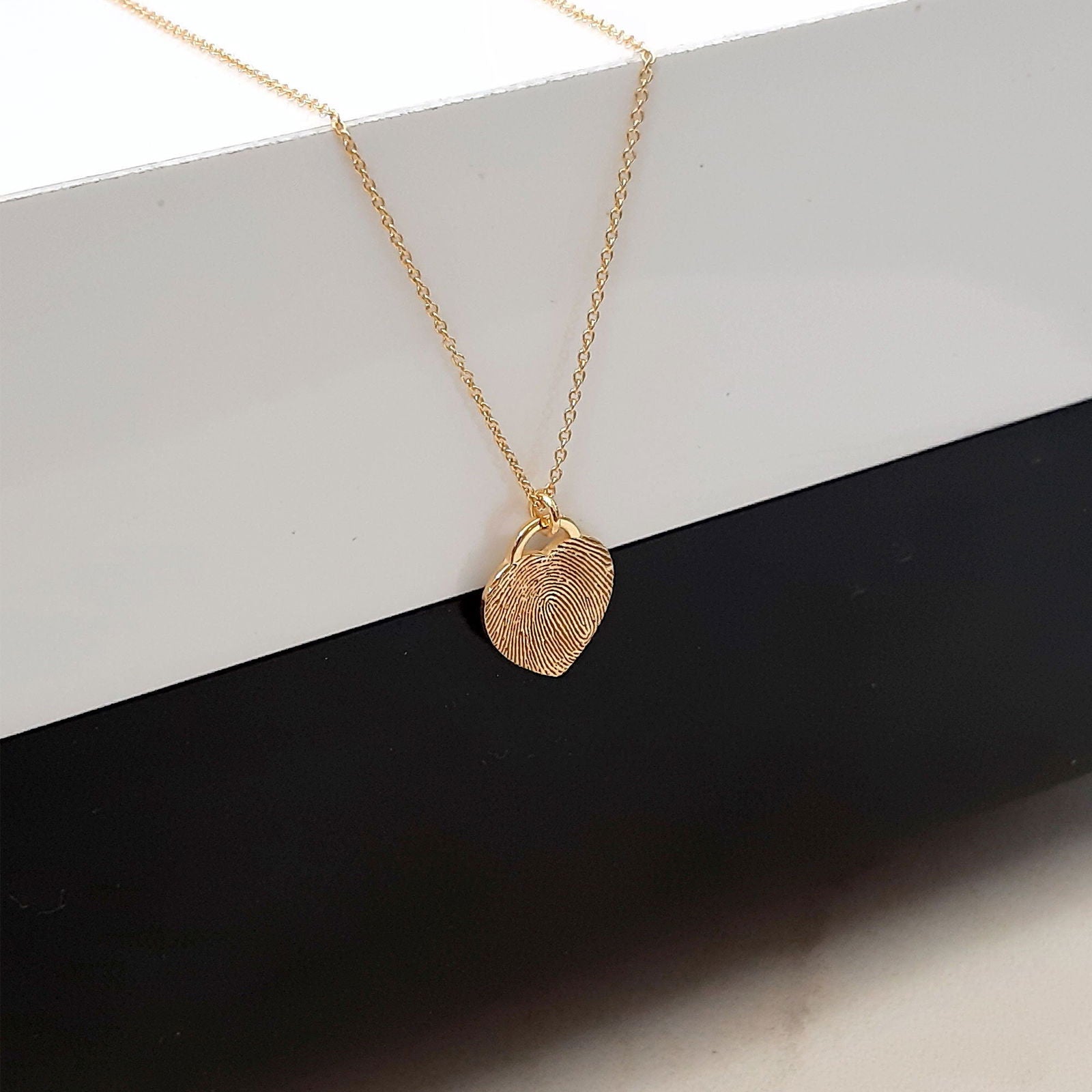 14k Actual Fingerprint Necklace • Engraved Fingerprint Handwriting Jewelry - InfinityJools