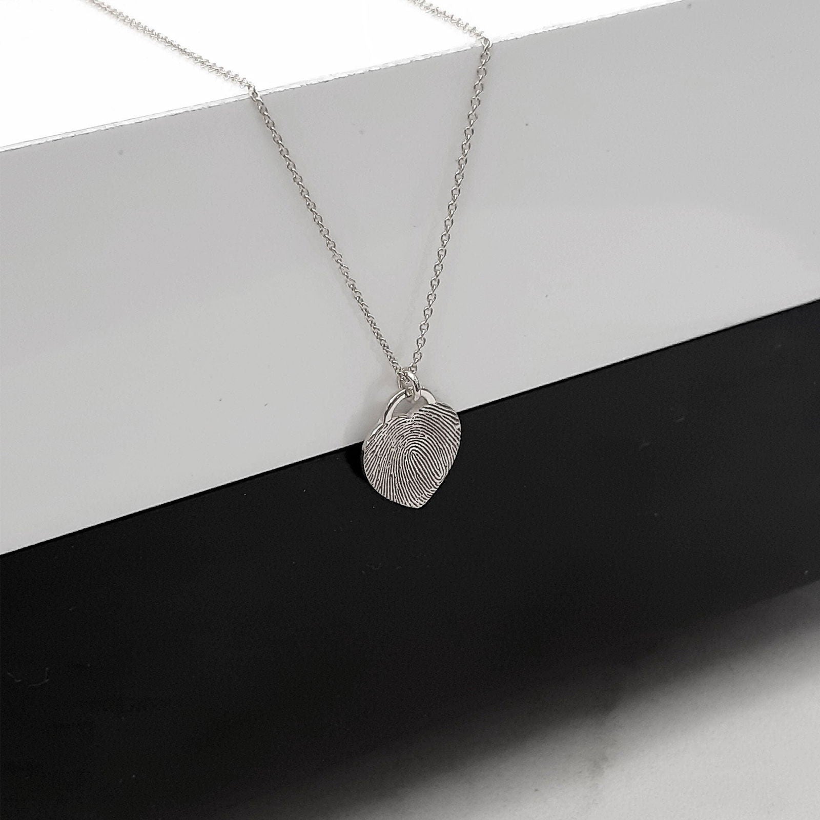 14k Actual Fingerprint Necklace • Engraved Fingerprint Handwriting Jewelry - InfinityJools