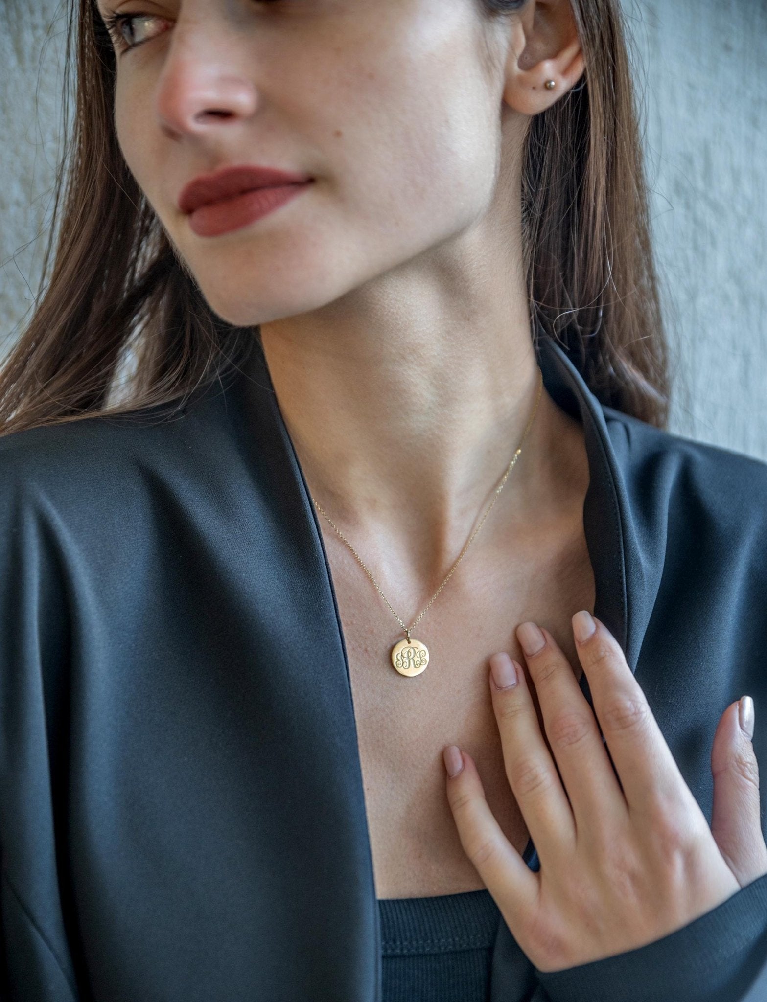 14k Disc Necklace Personalized kids name Necklace - InfinityJools