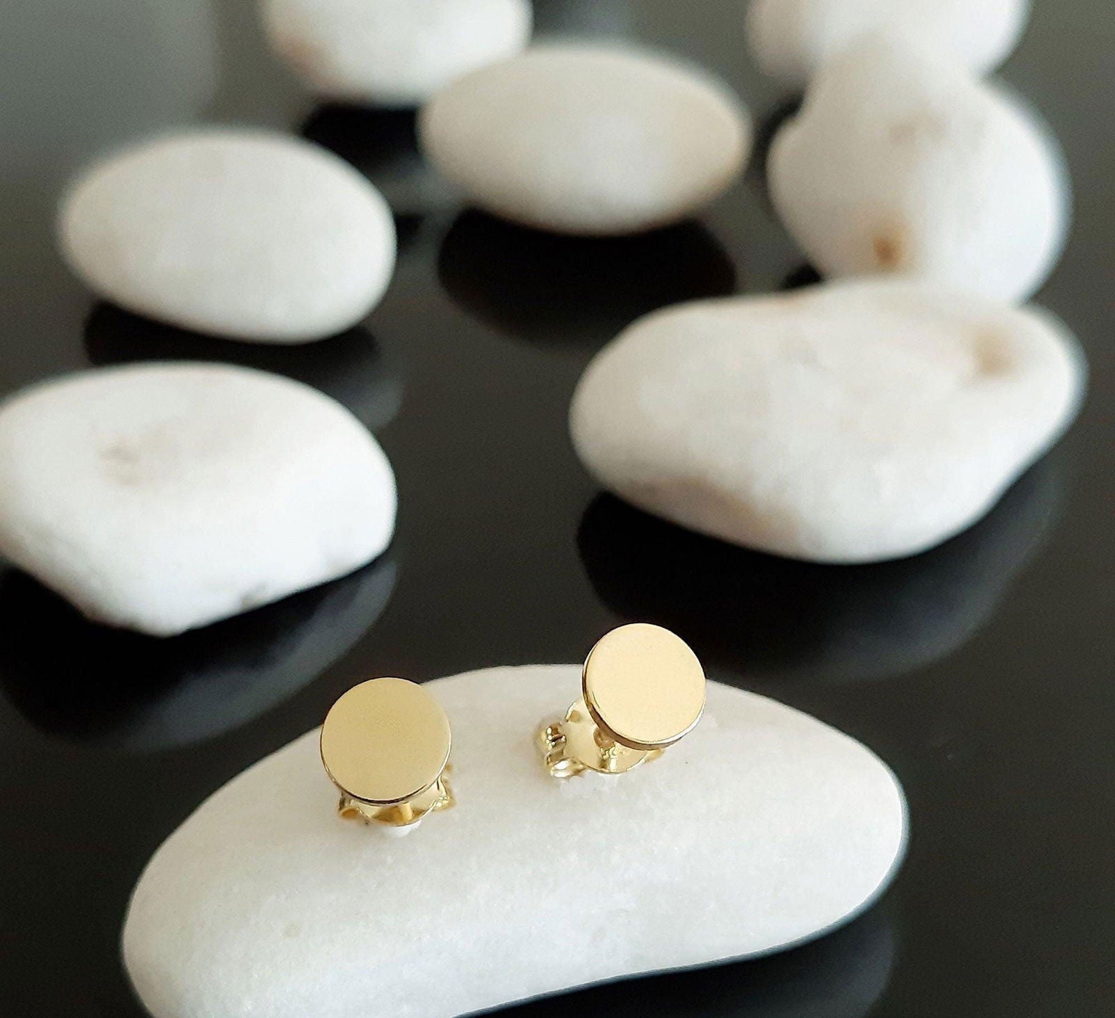 14K Disc Stud earrings Personalised Earrings - InfinityJools