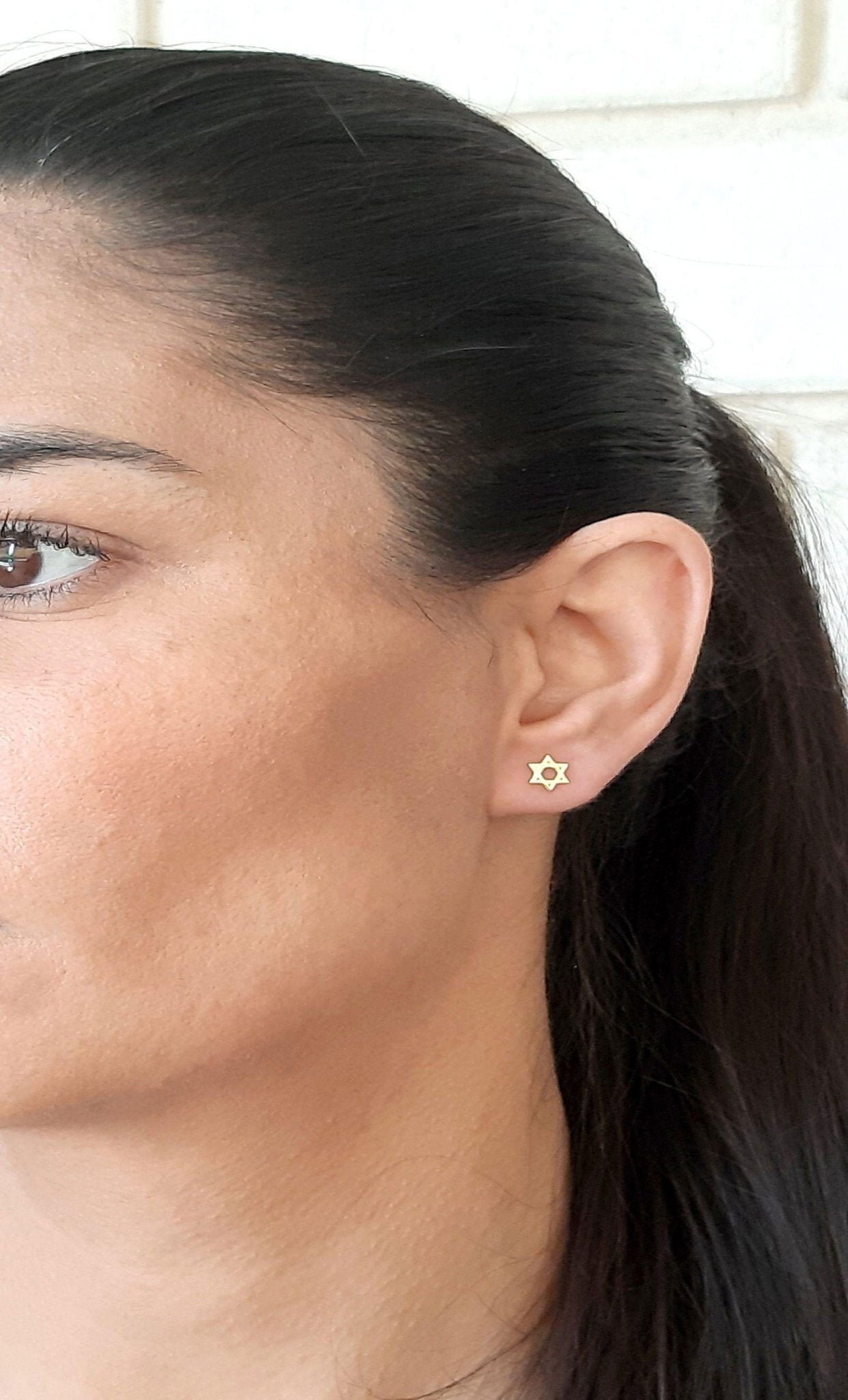 14k Gold David Star Stud Earrings - InfinityJools