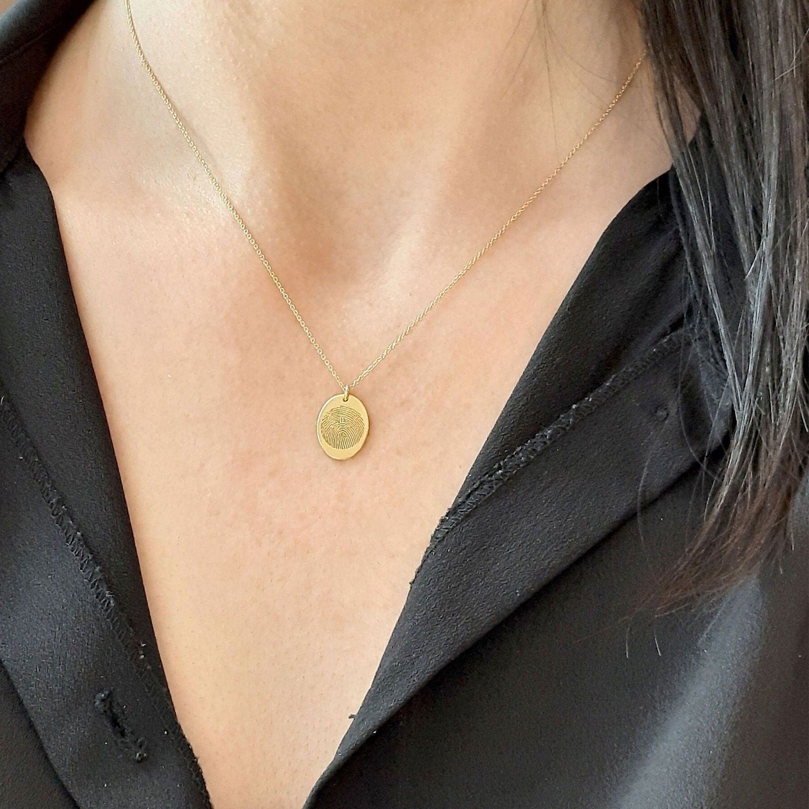 14k gold Fingerprint Necklace - Unique Sympathy Gift in Solid gold - InfinityJools