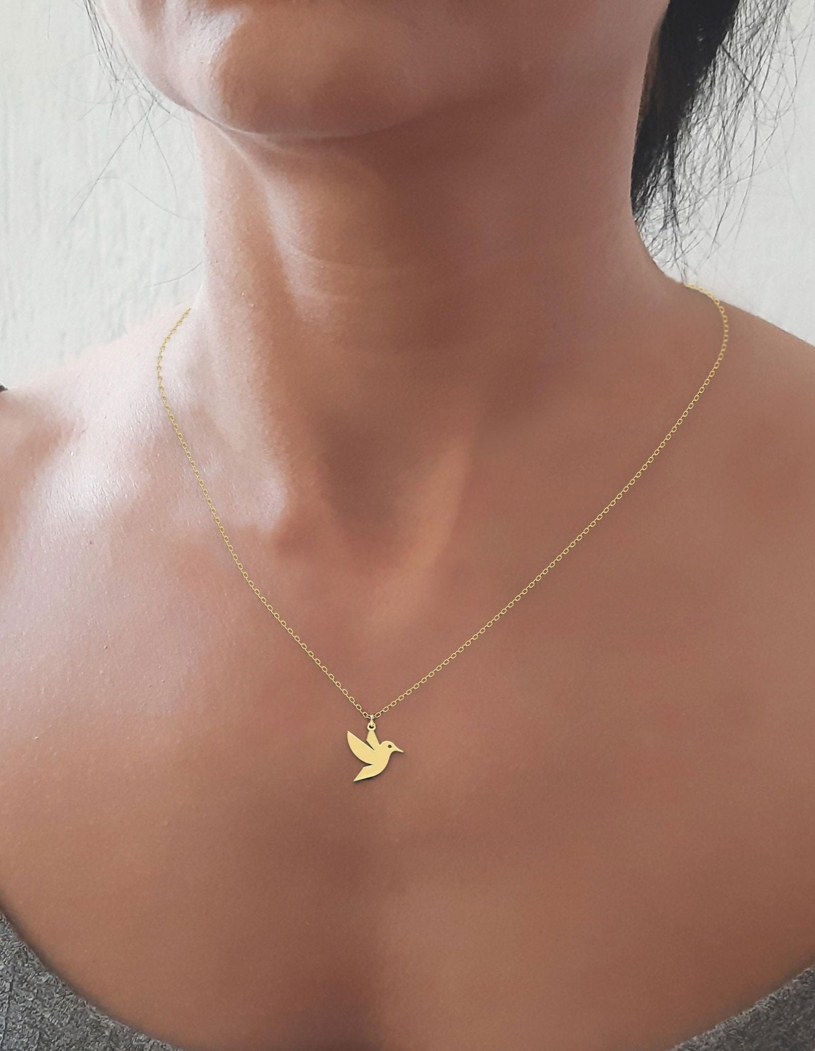 14k gold Hummingbird Necklace for Women - InfinityJools