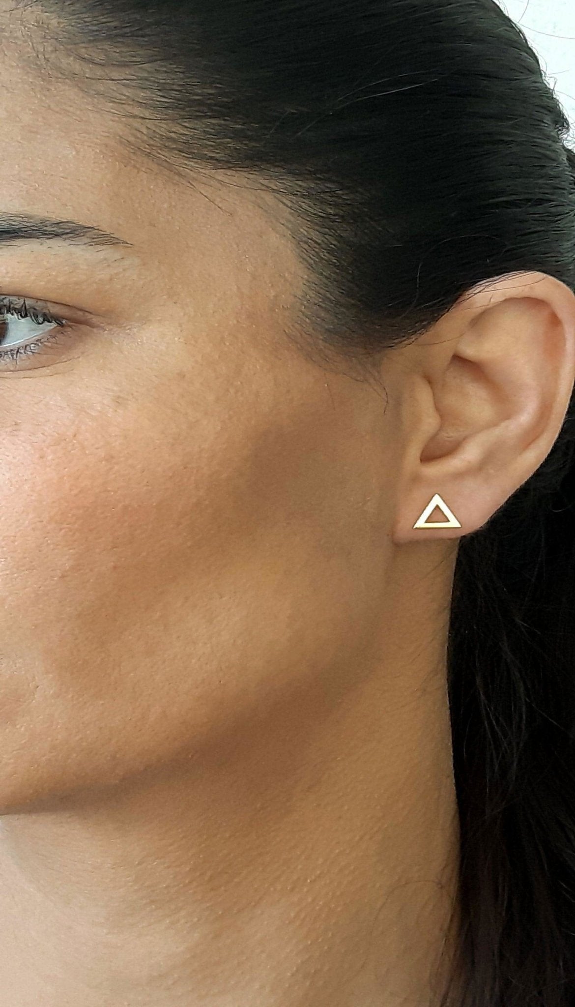 14k Gold Triangle Stud Earrings - InfinityJools