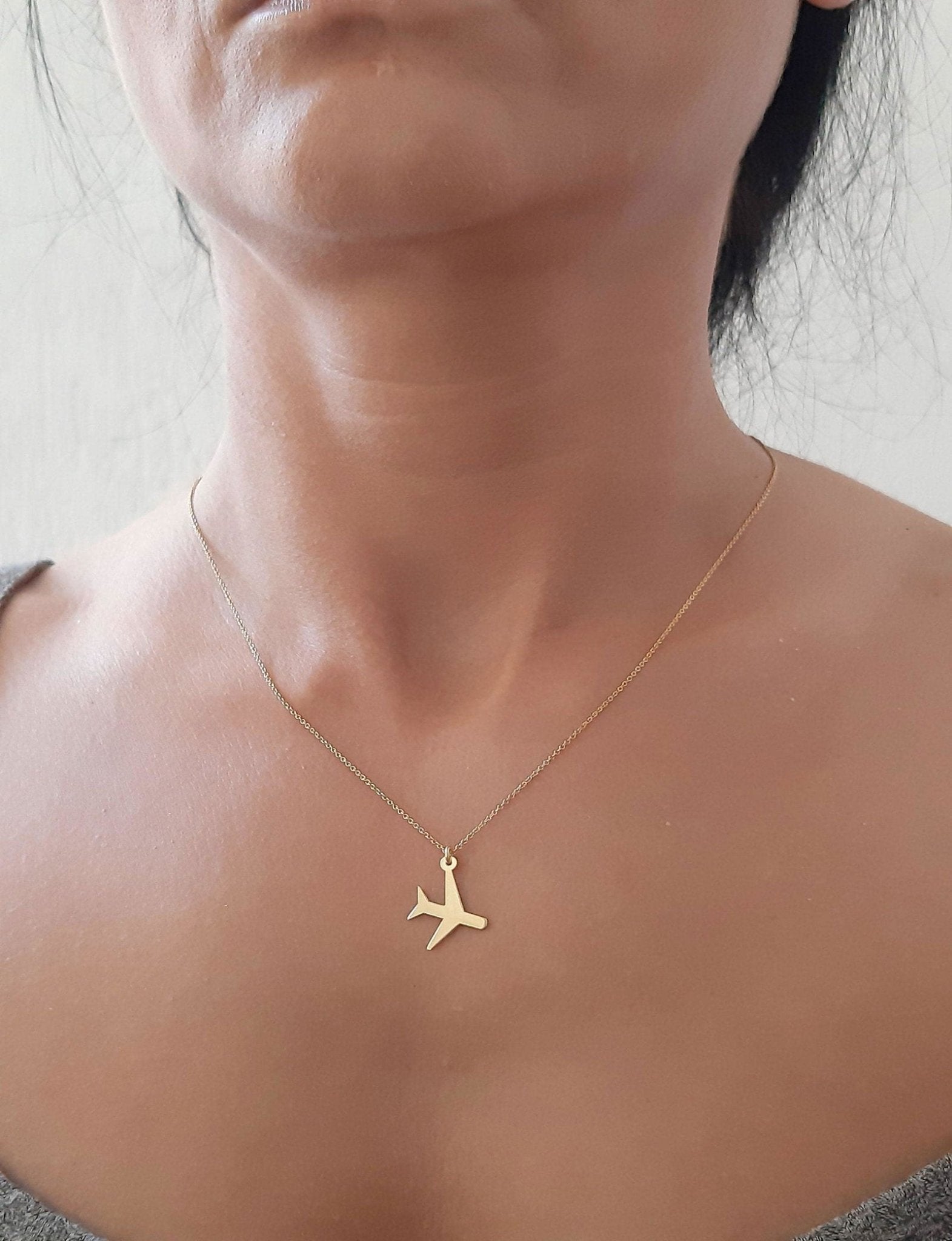 14K Rose Gold airplane necklace - InfinityJools