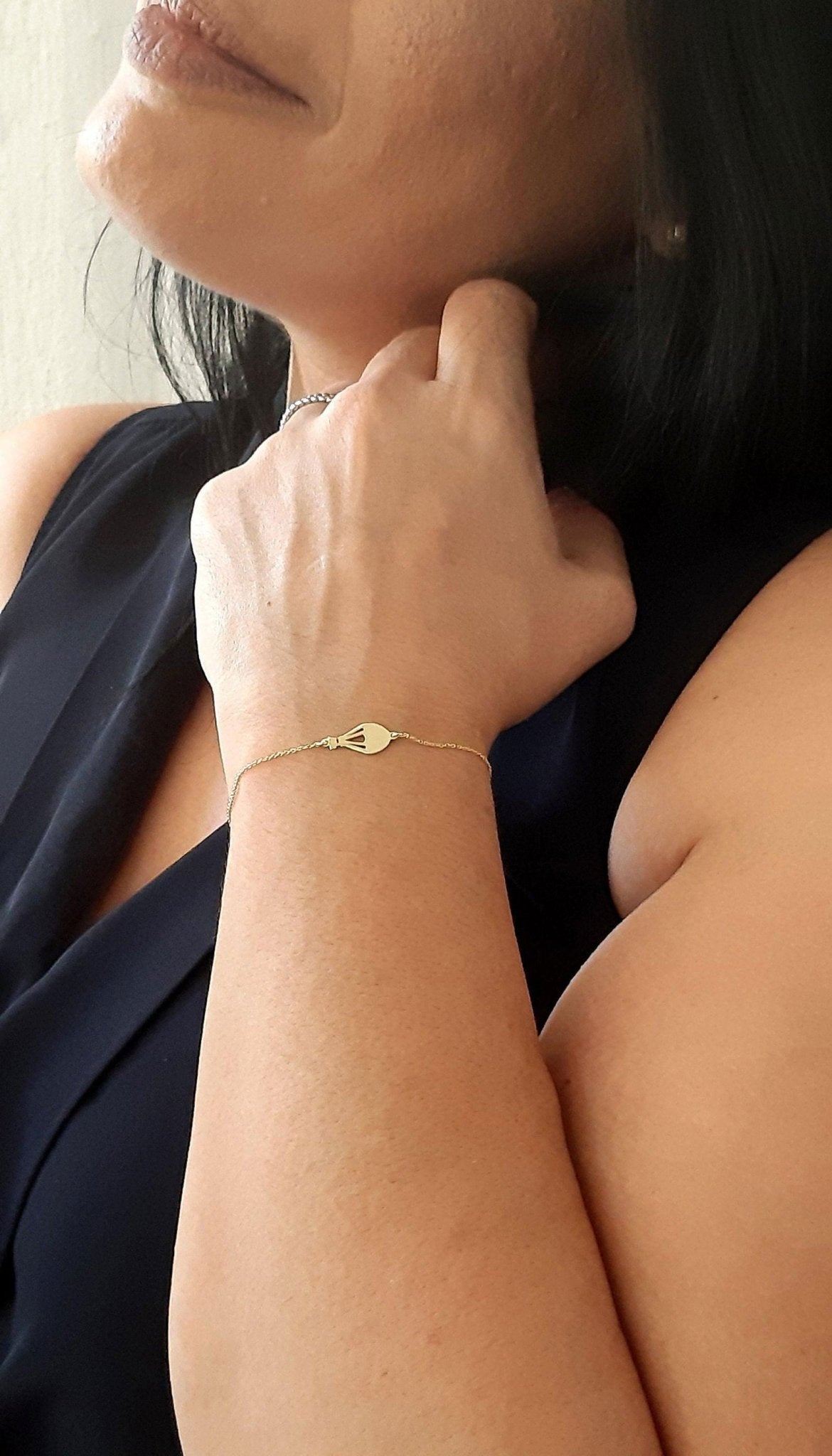 14K Solid Gold air balloon Charm Bracelet - InfinityJools