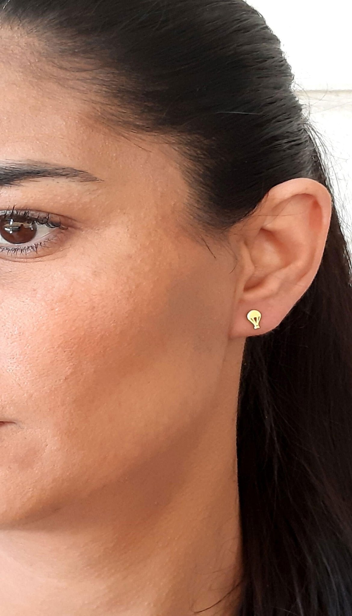 14k Solid Gold air balloon Stud Earrings - InfinityJools
