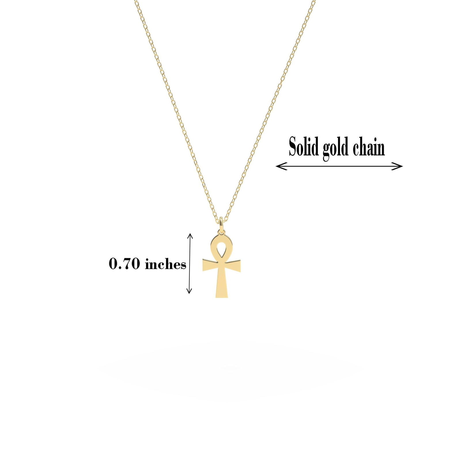 14K Solid gold Ankh cross Necklace - InfinityJools