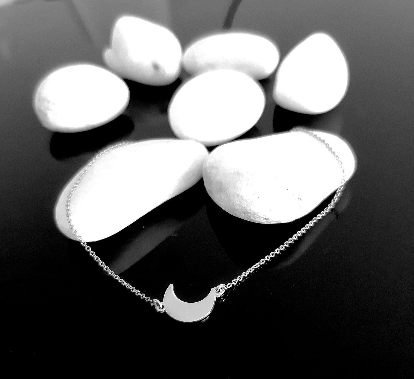 14K Solid Gold crescent moon Charm Bracelet - InfinityJools