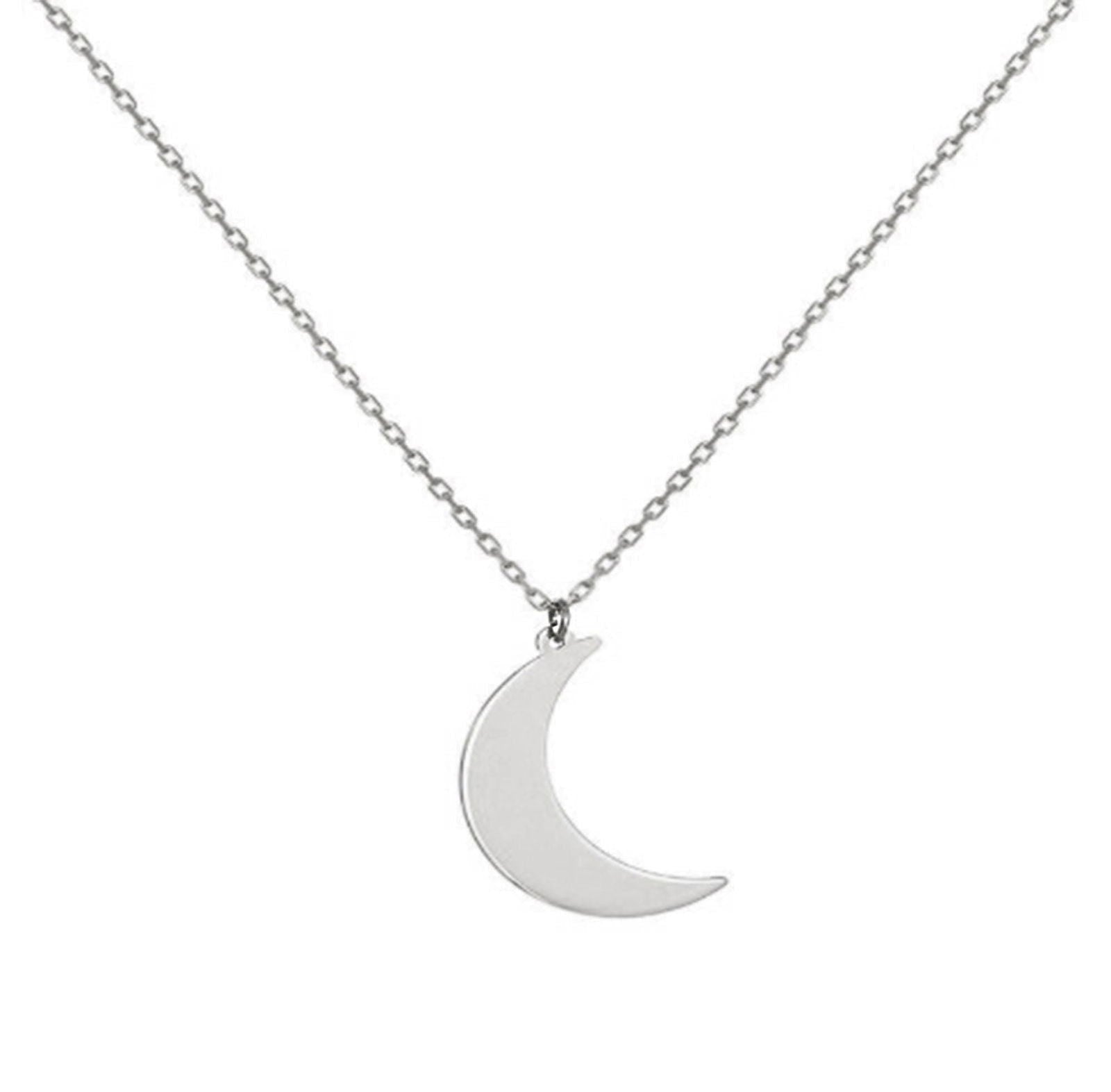 14K Solid Gold crescent moon pendant - InfinityJools