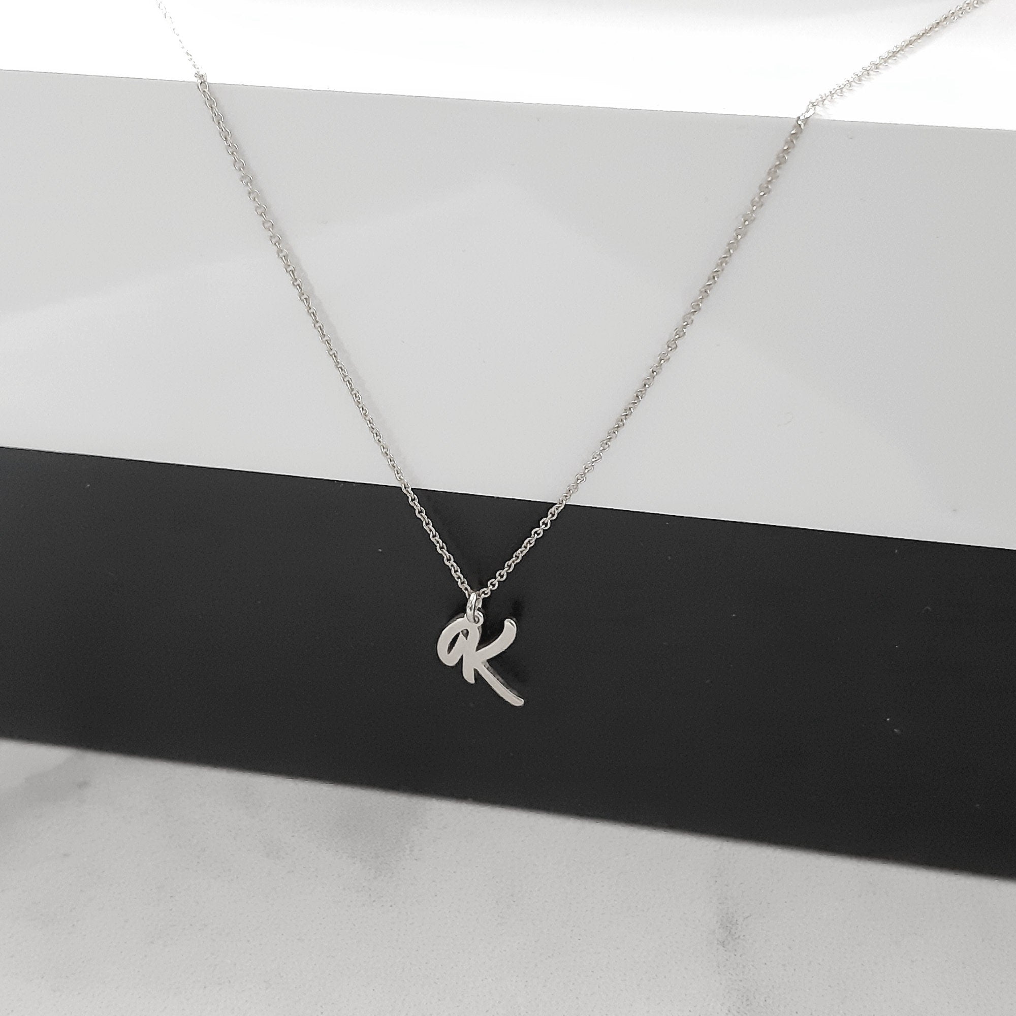 14K Solid Gold Custom Script Letter Necklace - InfinityJools