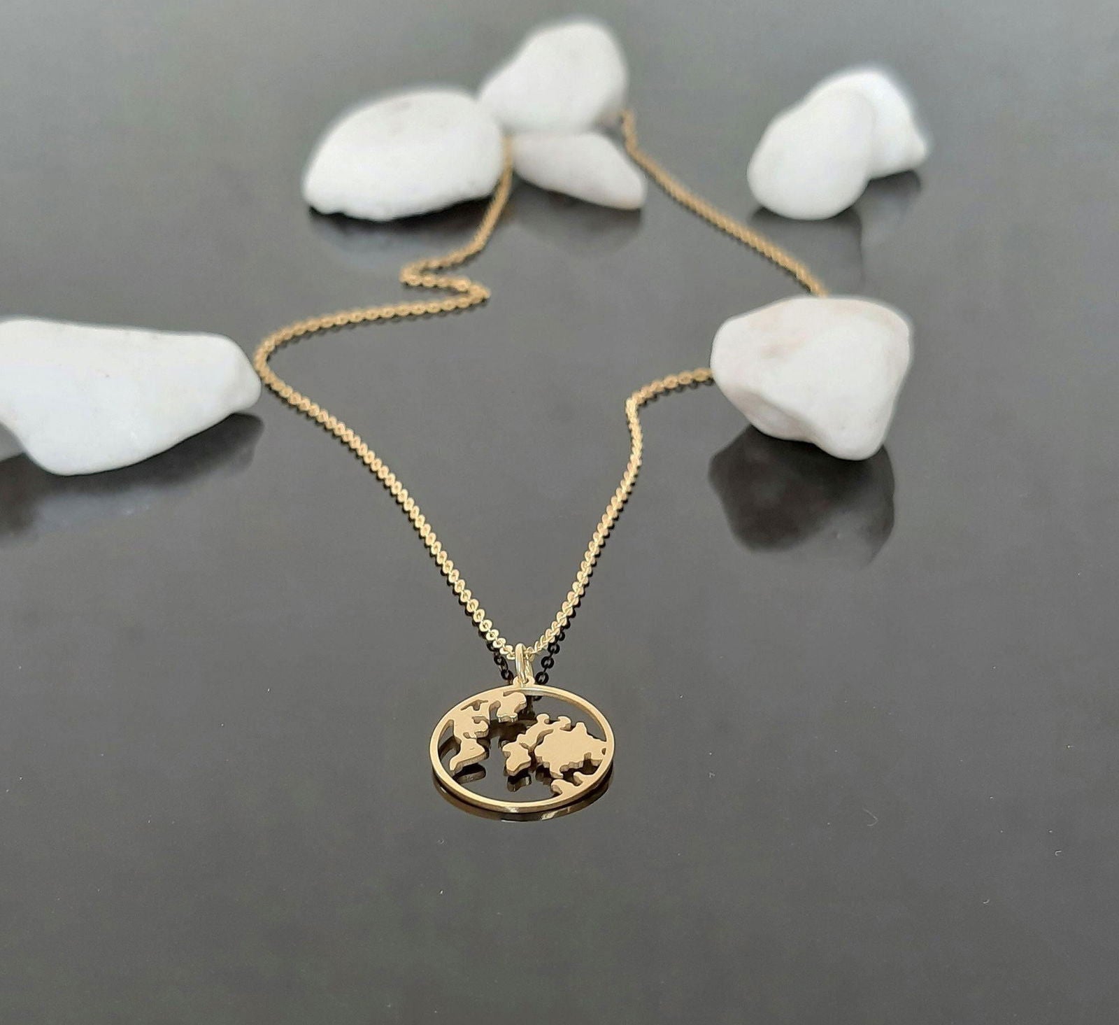 14k Solid Gold Earth Necklace - InfinityJools