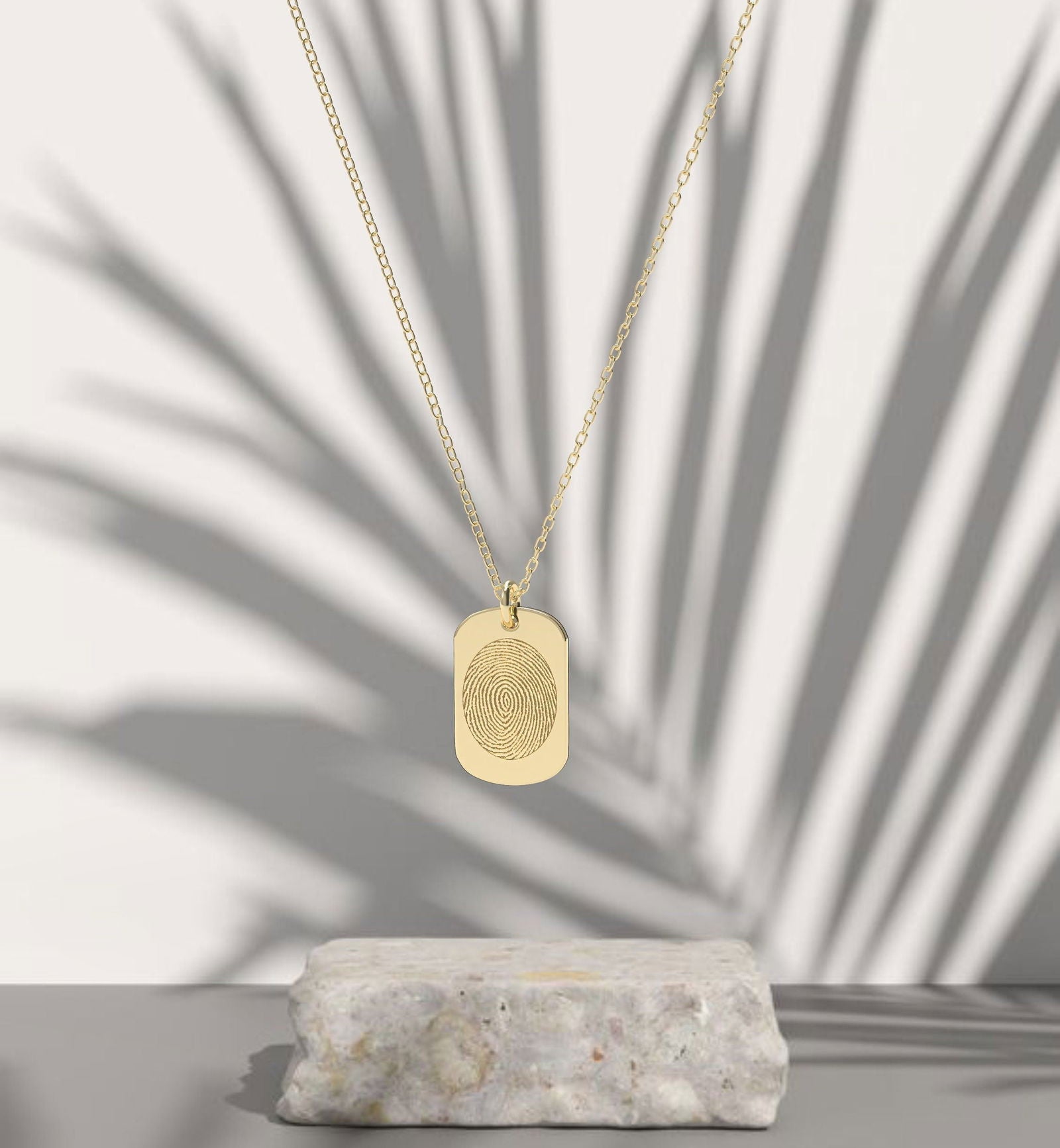 14k Solid Gold Finger Print Pendant, Actual Fingerprint Necklace - InfinityJools