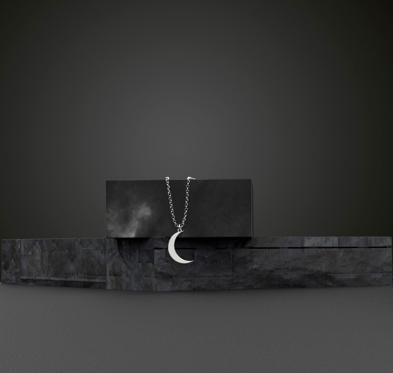 14k solid gold half moon Necklace - InfinityJools