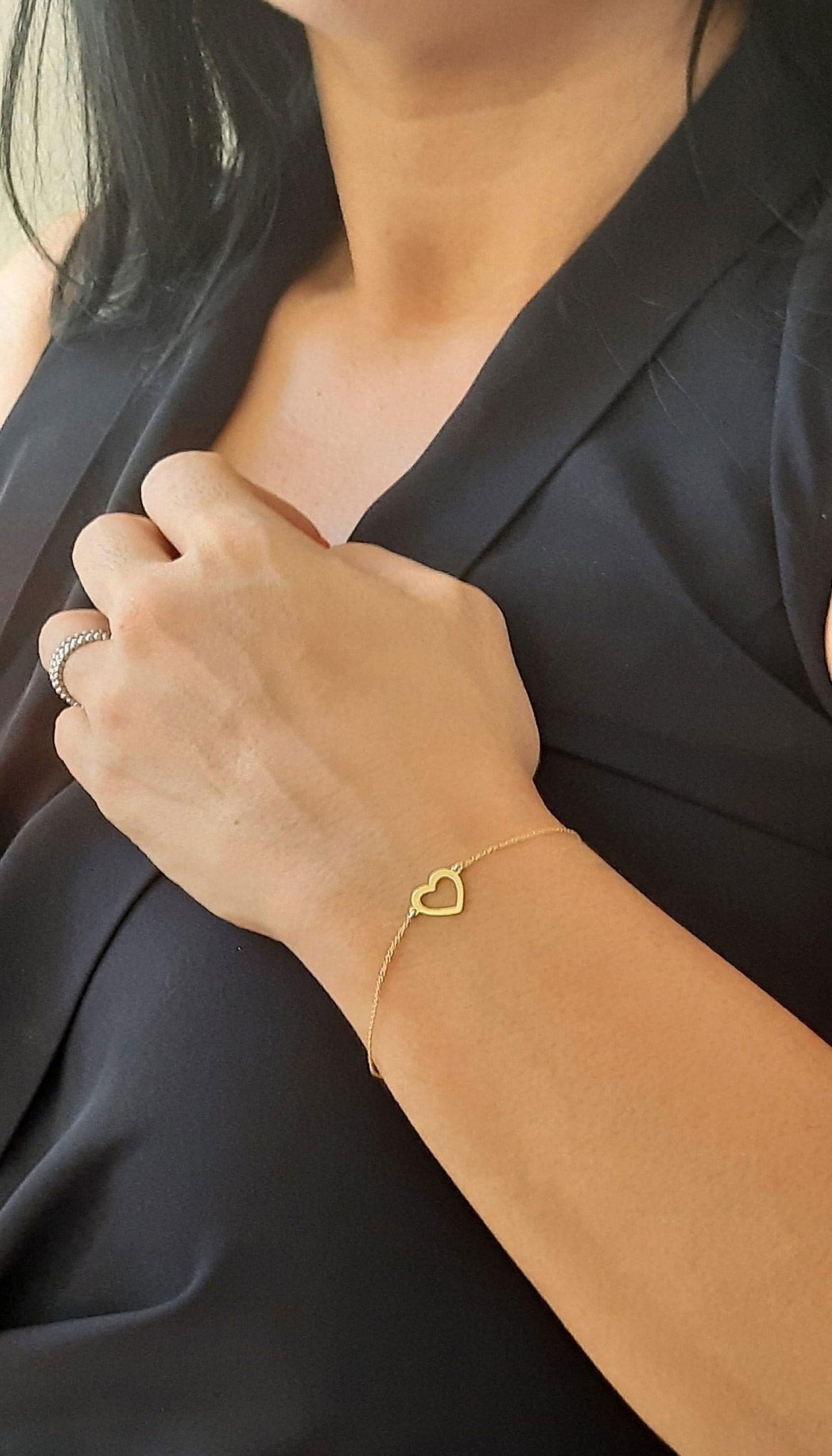 14K solid Gold Heart Bracelet - InfinityJools