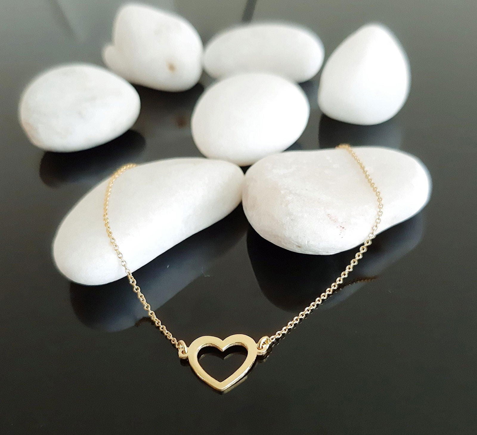 14K solid Gold Heart Bracelet - InfinityJools