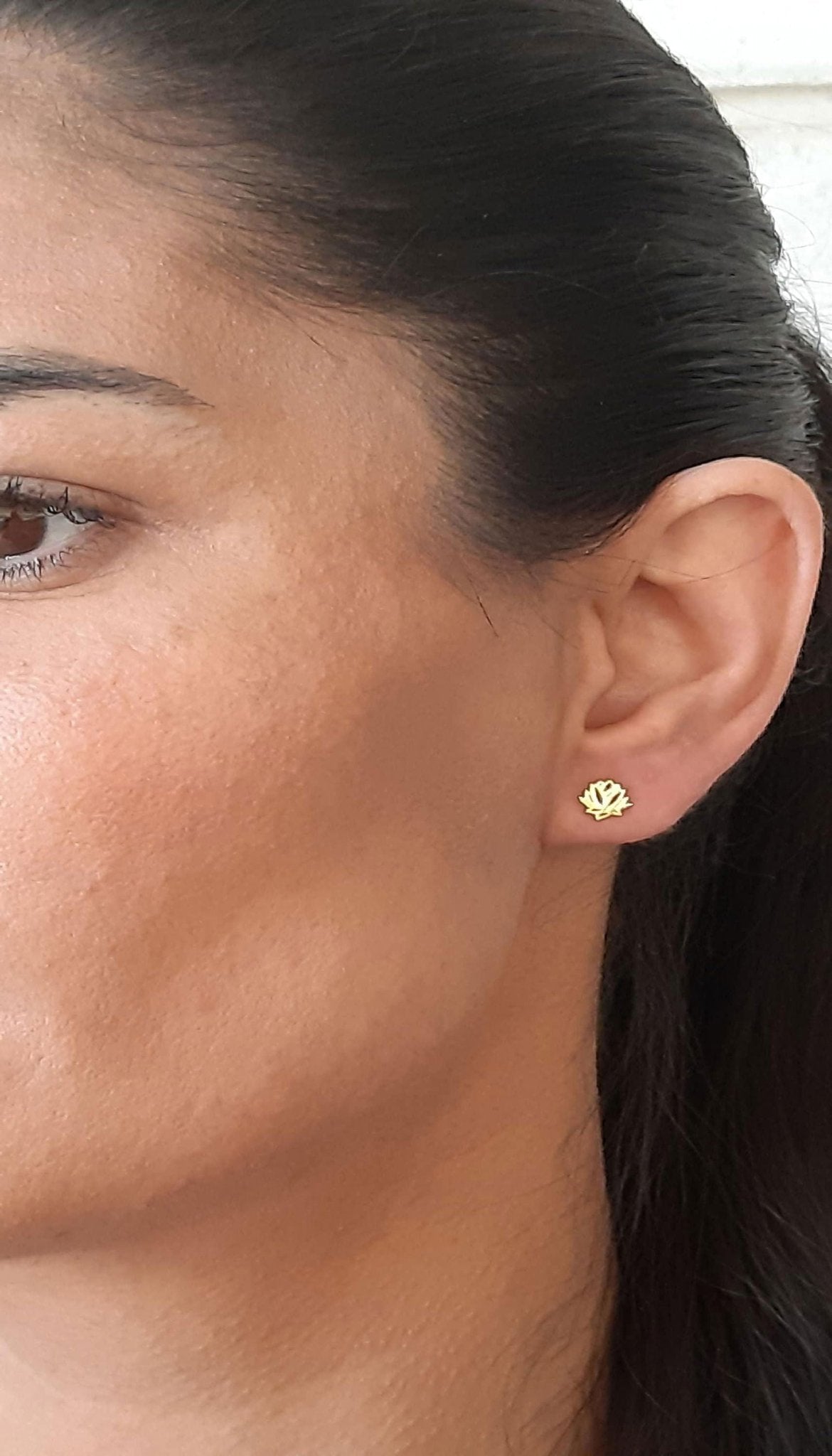 14k solid gold Lotus flower Stud Earrings - InfinityJools