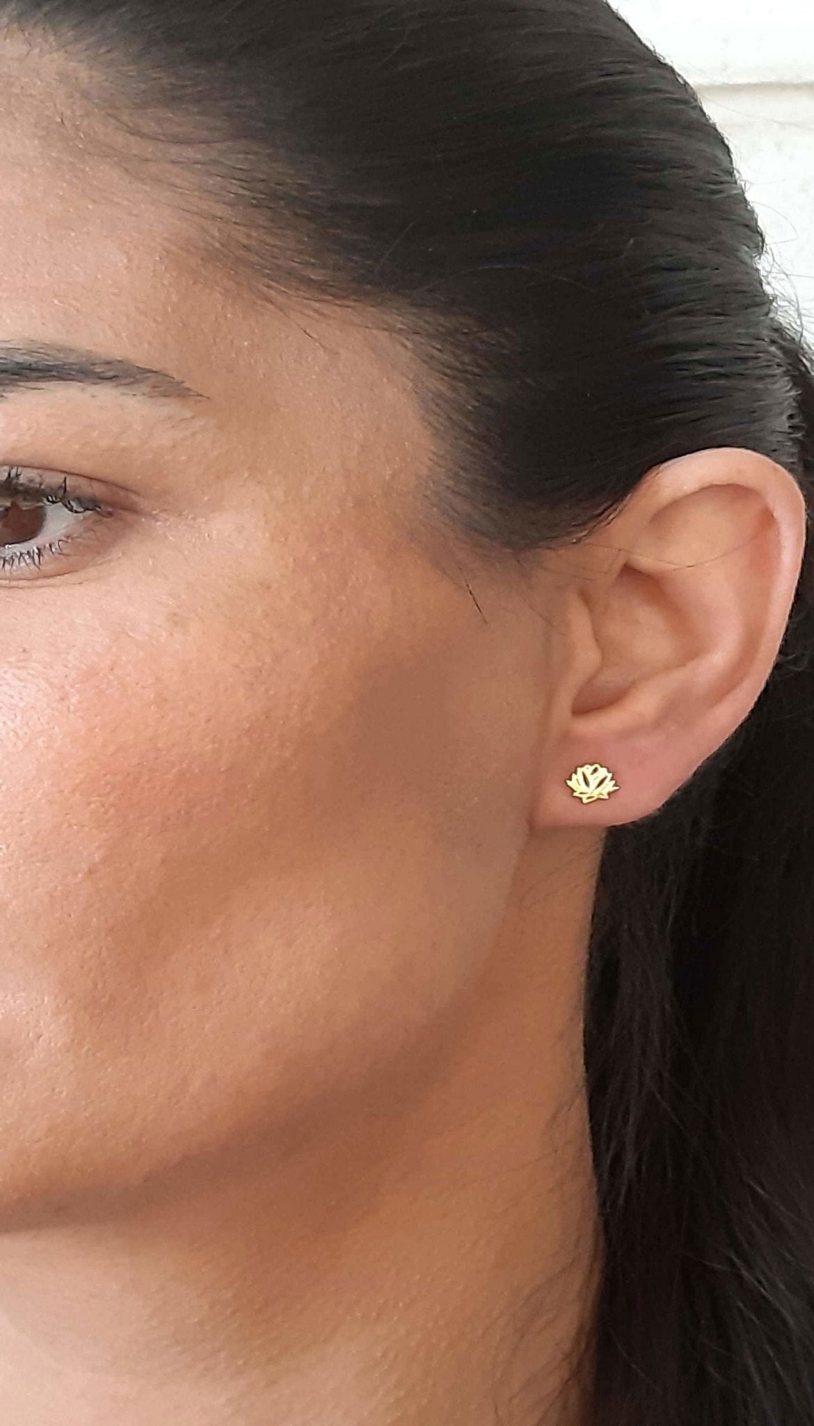 14k solid gold Lotus flower Stud Earrings - InfinityJools