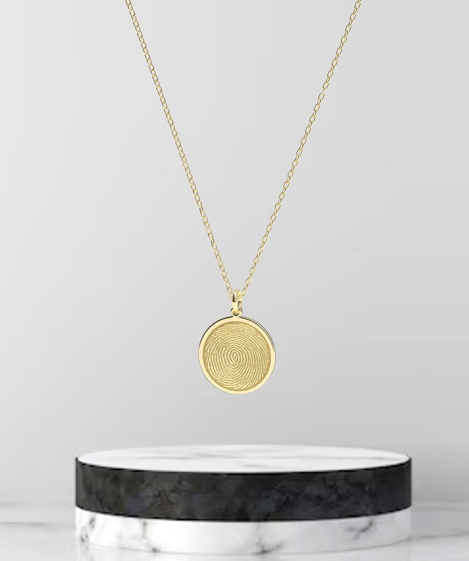 14k Solid Gold Memorial Fingerprint / Fingerprint Handwriting Necklace in Solid Gold - InfinityJools
