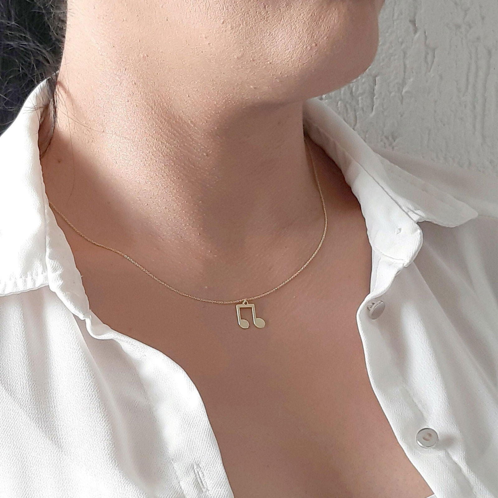 14K Solid Gold Music Note Necklace - InfinityJools