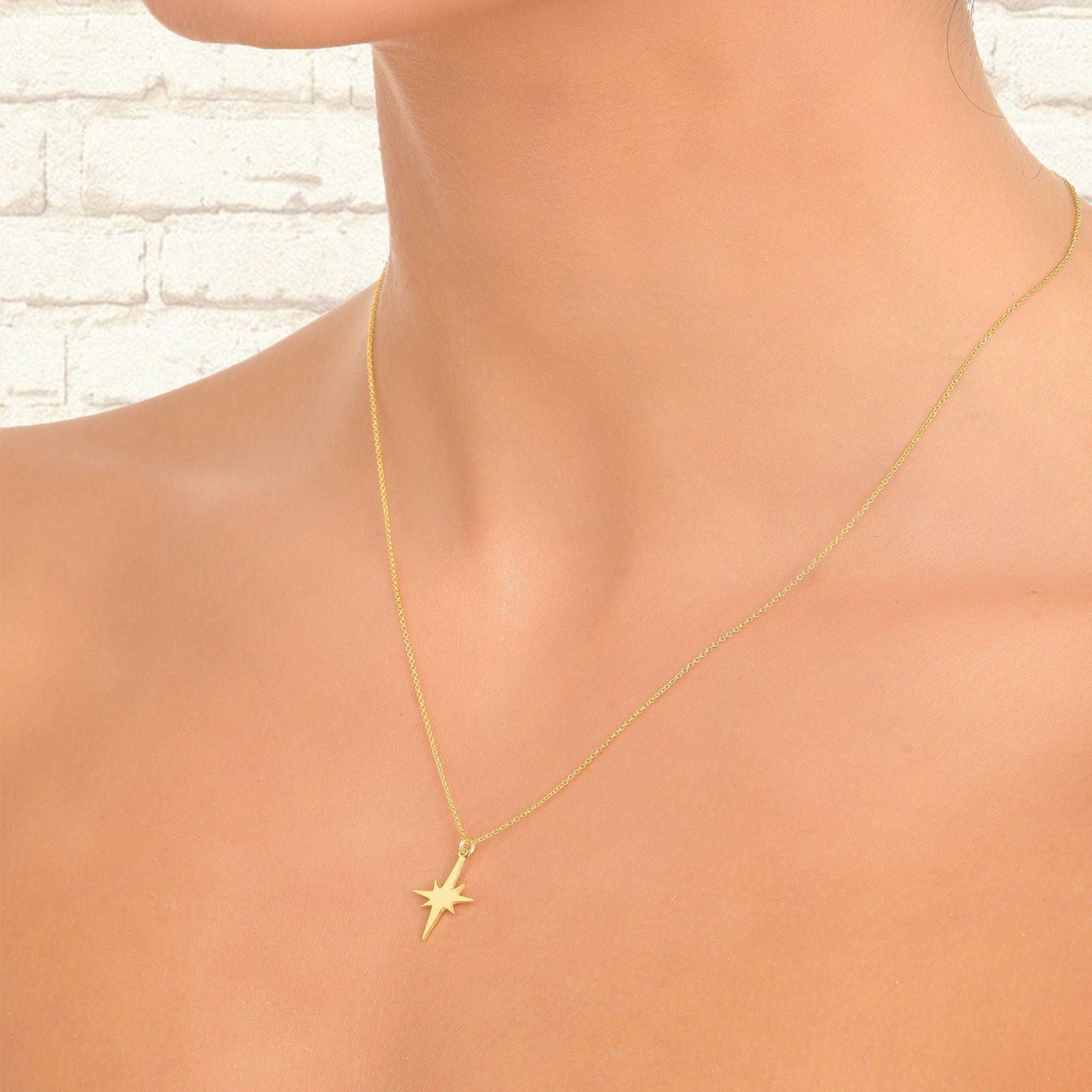 14K Solid Gold North Star Necklace - InfinityJools