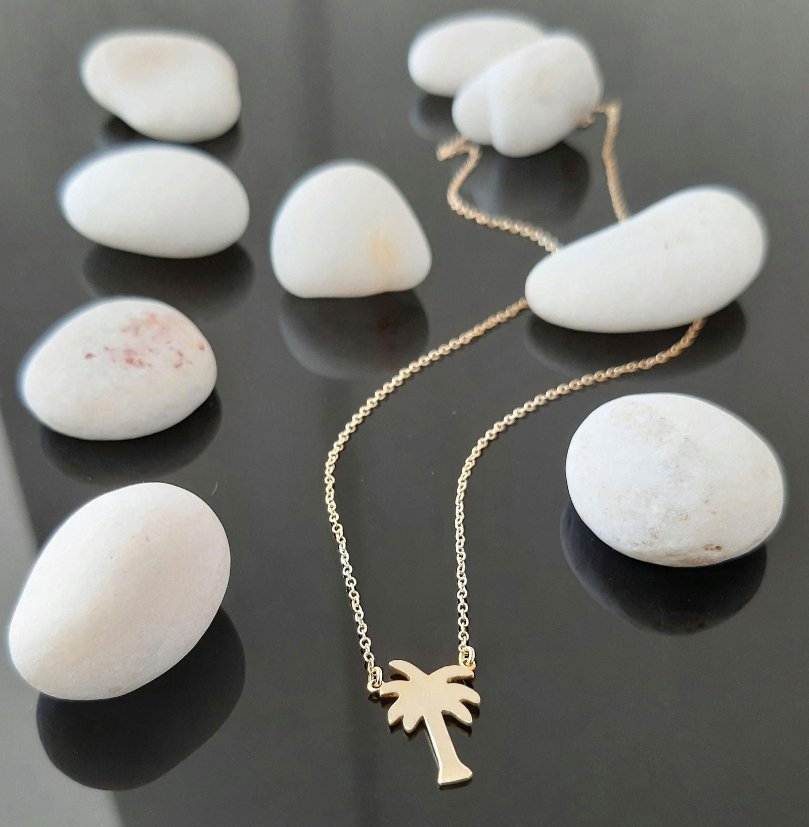 14k Solid Gold palm tree necklace - InfinityJools