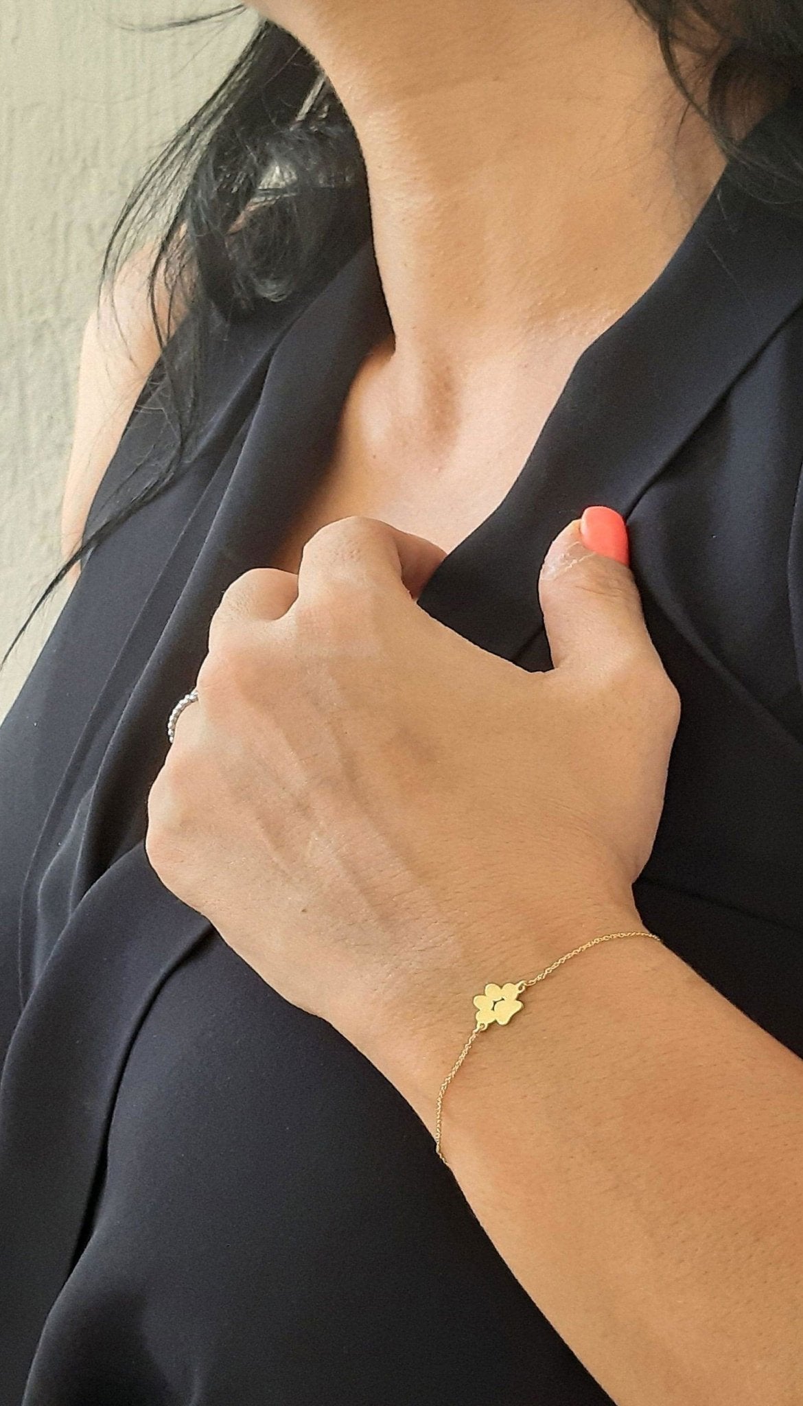 14k solid gold Paw Print Bracelet - InfinityJools