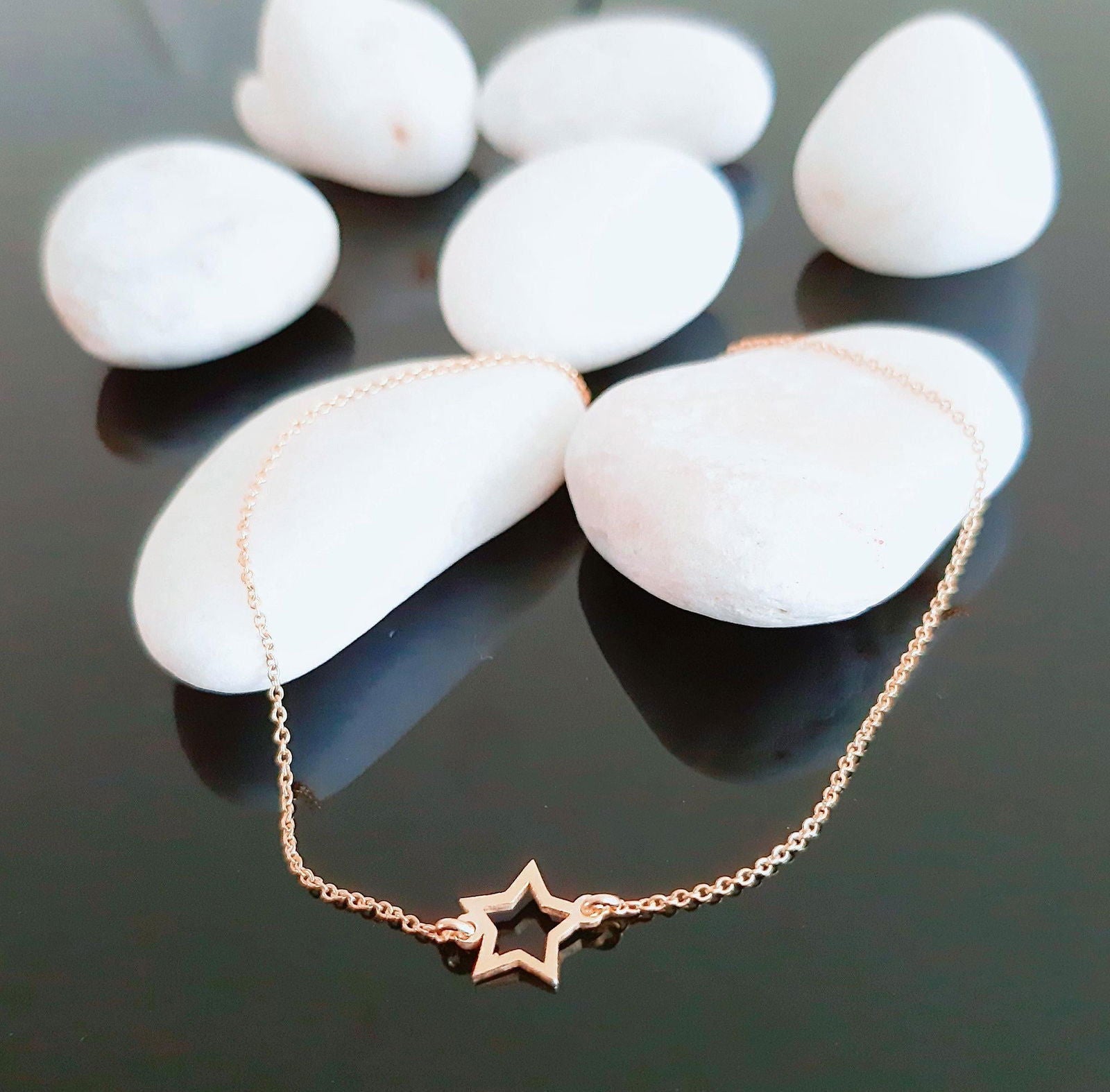 14K Solid Gold Star Charm Bracelet - InfinityJools