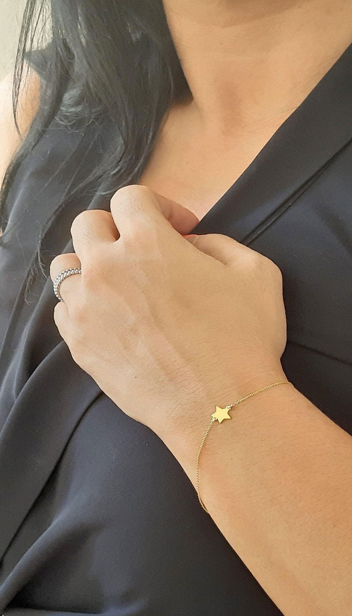 14K Solid Gold Star Charm Bracelet - InfinityJools