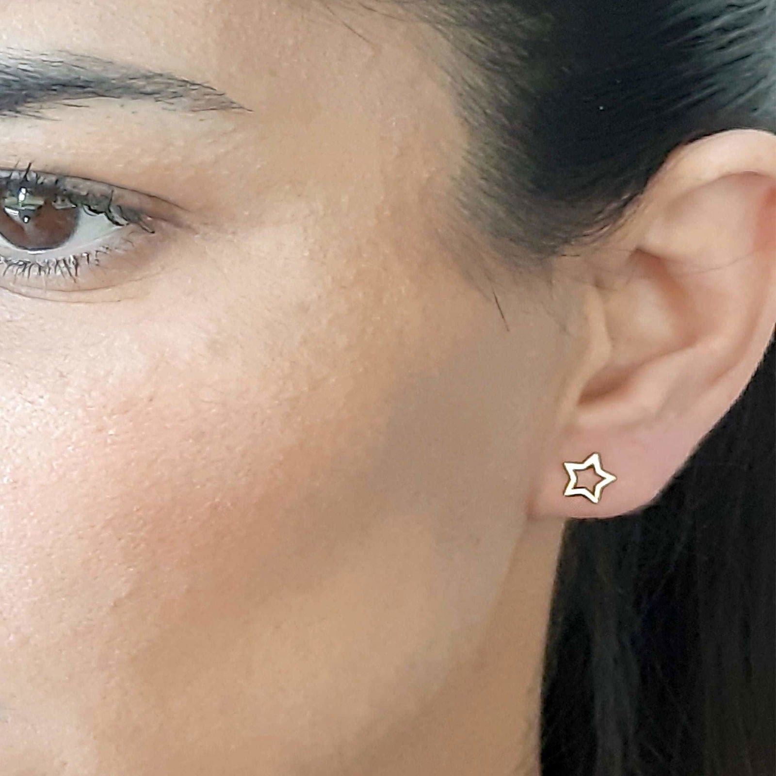 14K Solid Gold Star Stud Earrings - InfinityJools