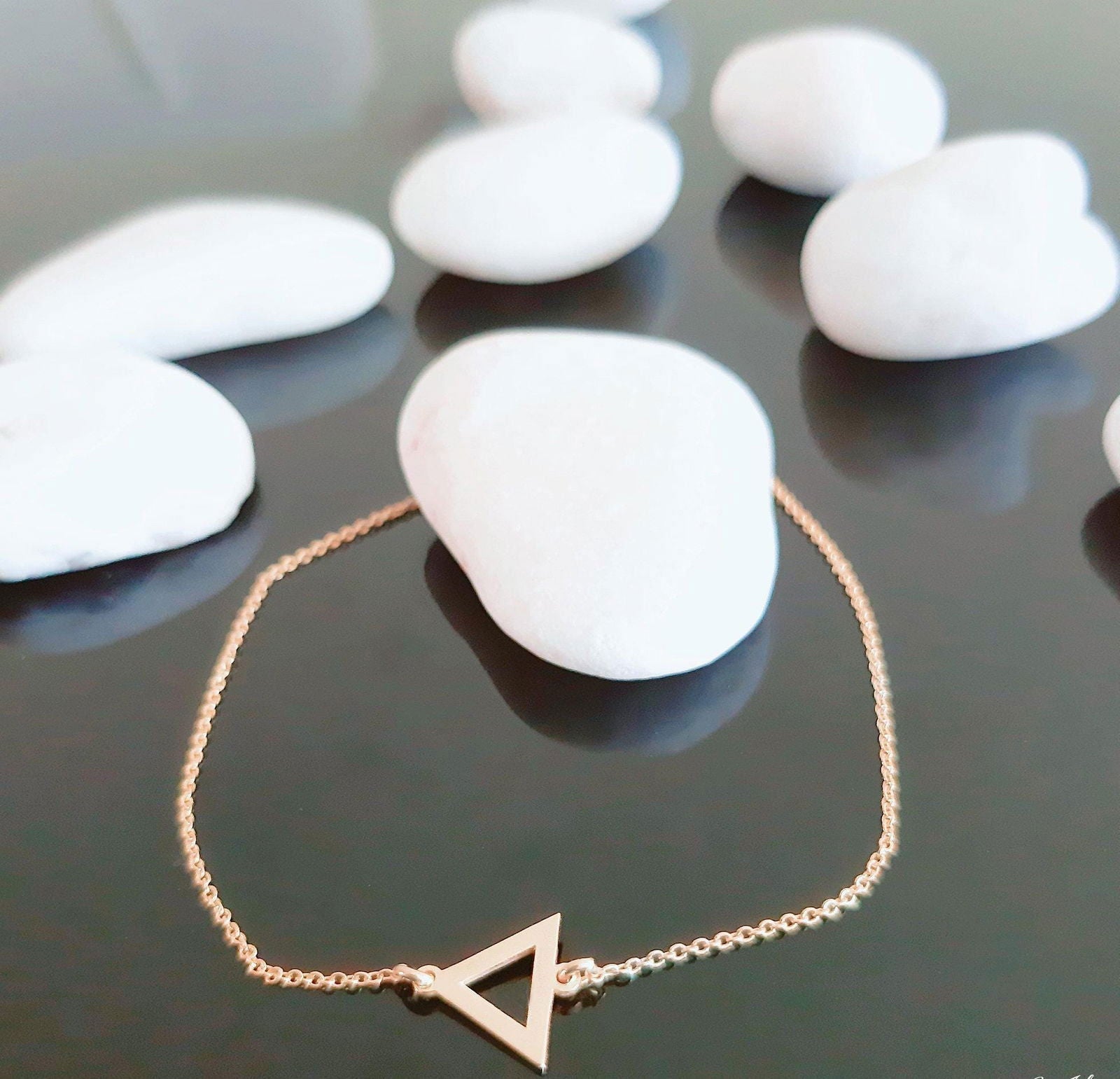 14K Solid Gold Triangle Charm Bracelet - InfinityJools