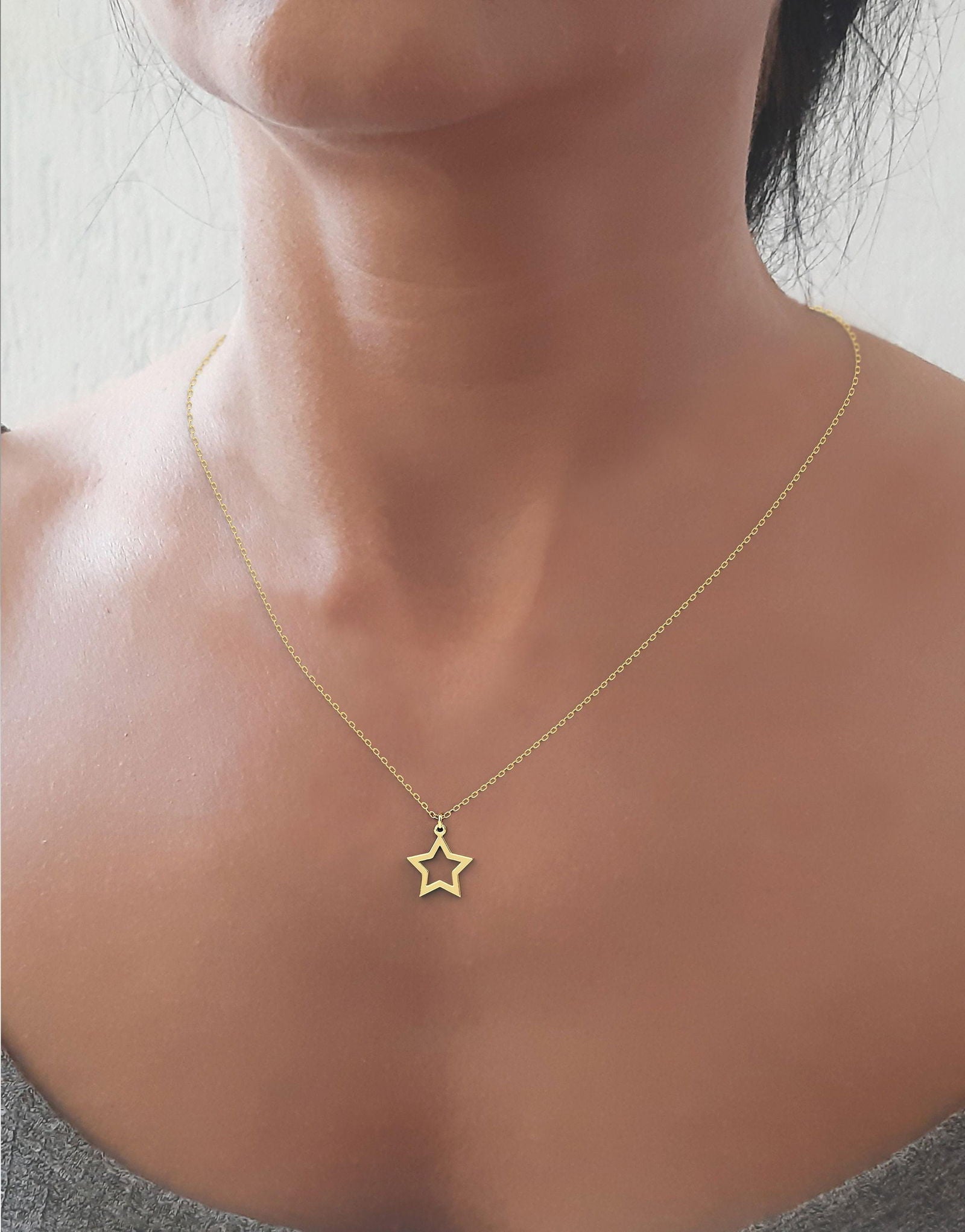 14k Star Necklace, Gold star Necklace - InfinityJools