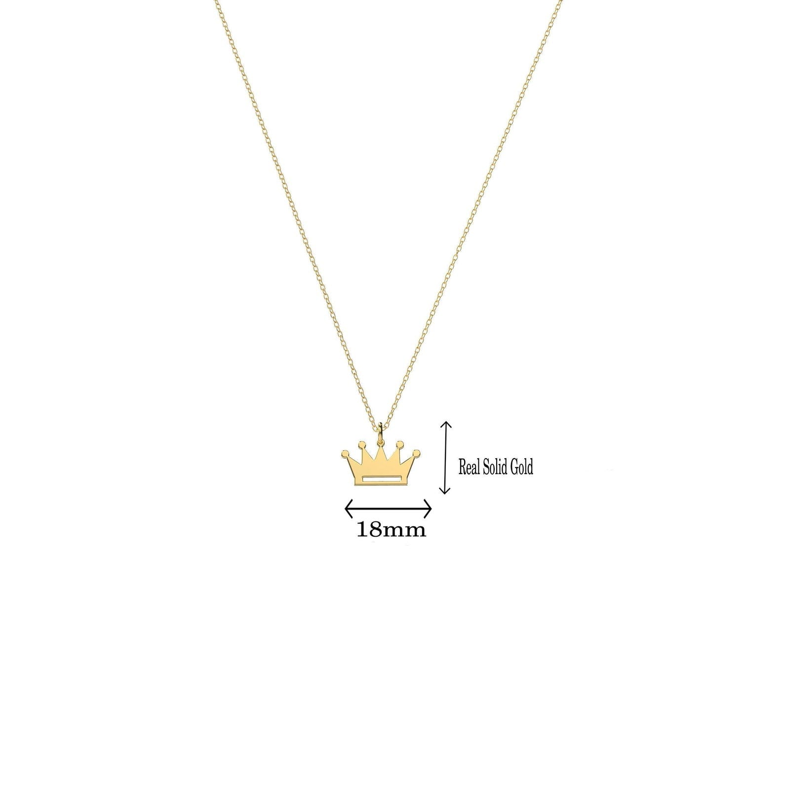 14k Tiny Solid Gold Crown Necklace - InfinityJools