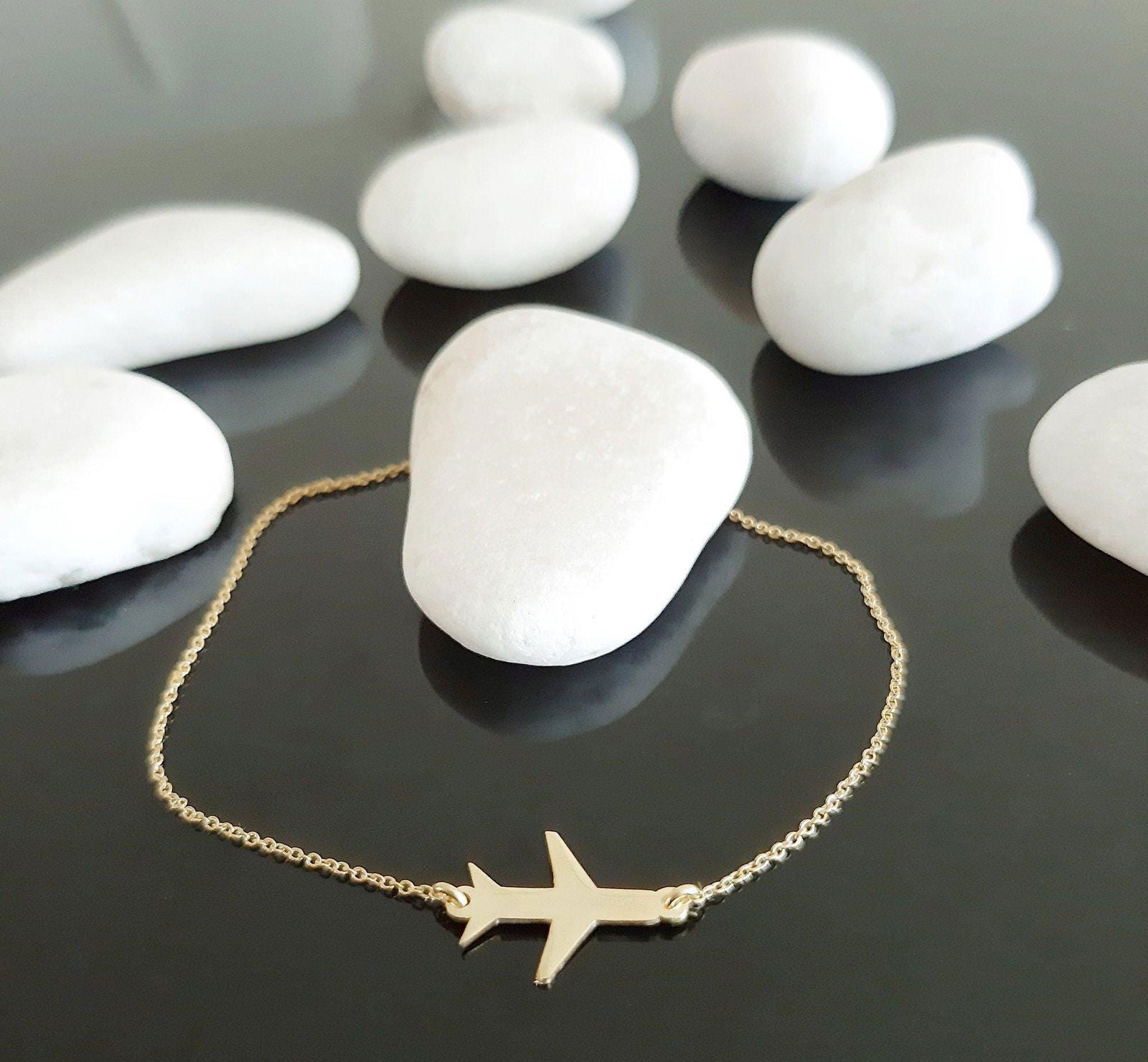 14K white Gold Airplane Bracelet - InfinityJools