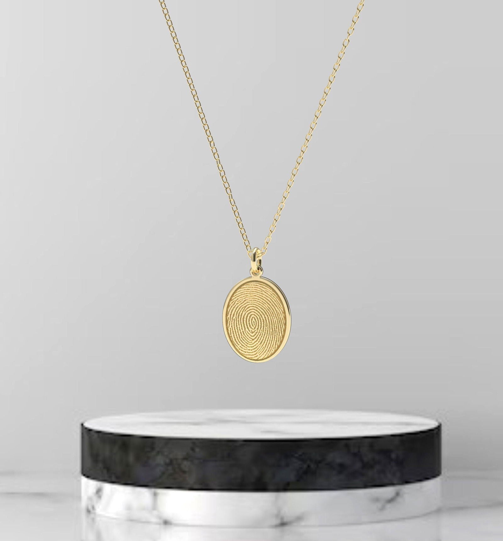 14k Yellow gold Fingerprint Necklace - Unique gold Sympathy Gift - InfinityJools