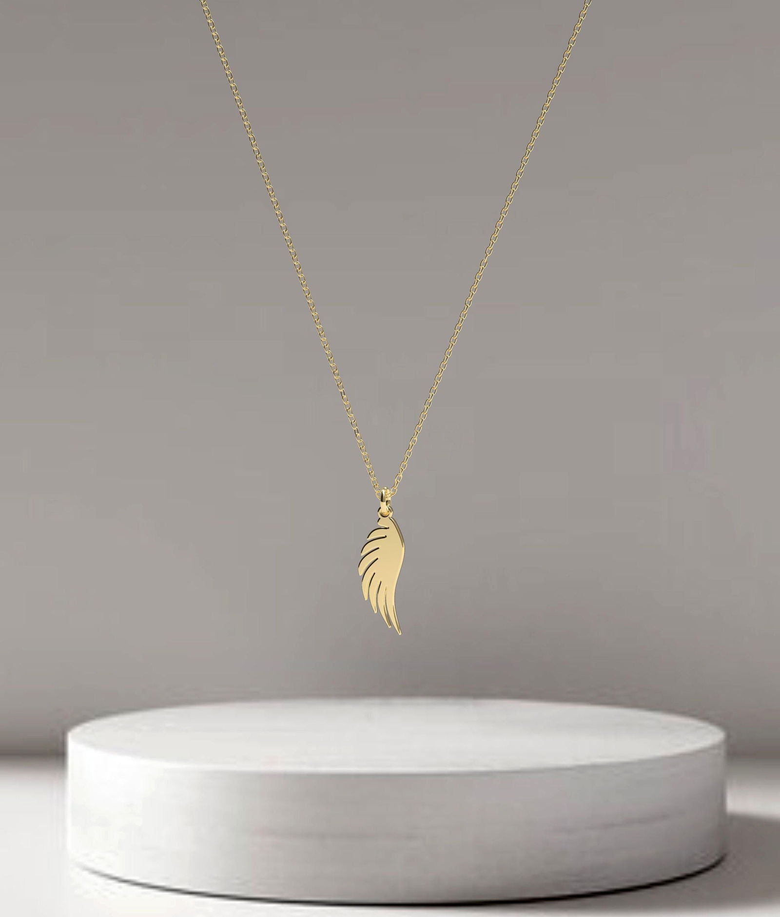 14K Yellow Gold half wing necklace - InfinityJools