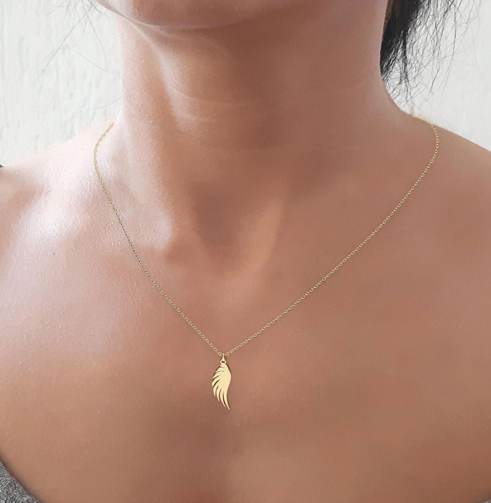 14K Yellow Gold half wing necklace - InfinityJools