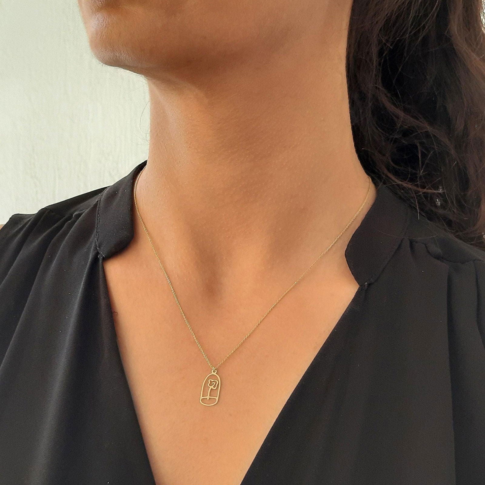 14K Yellow gold Rose flower necklace - InfinityJools