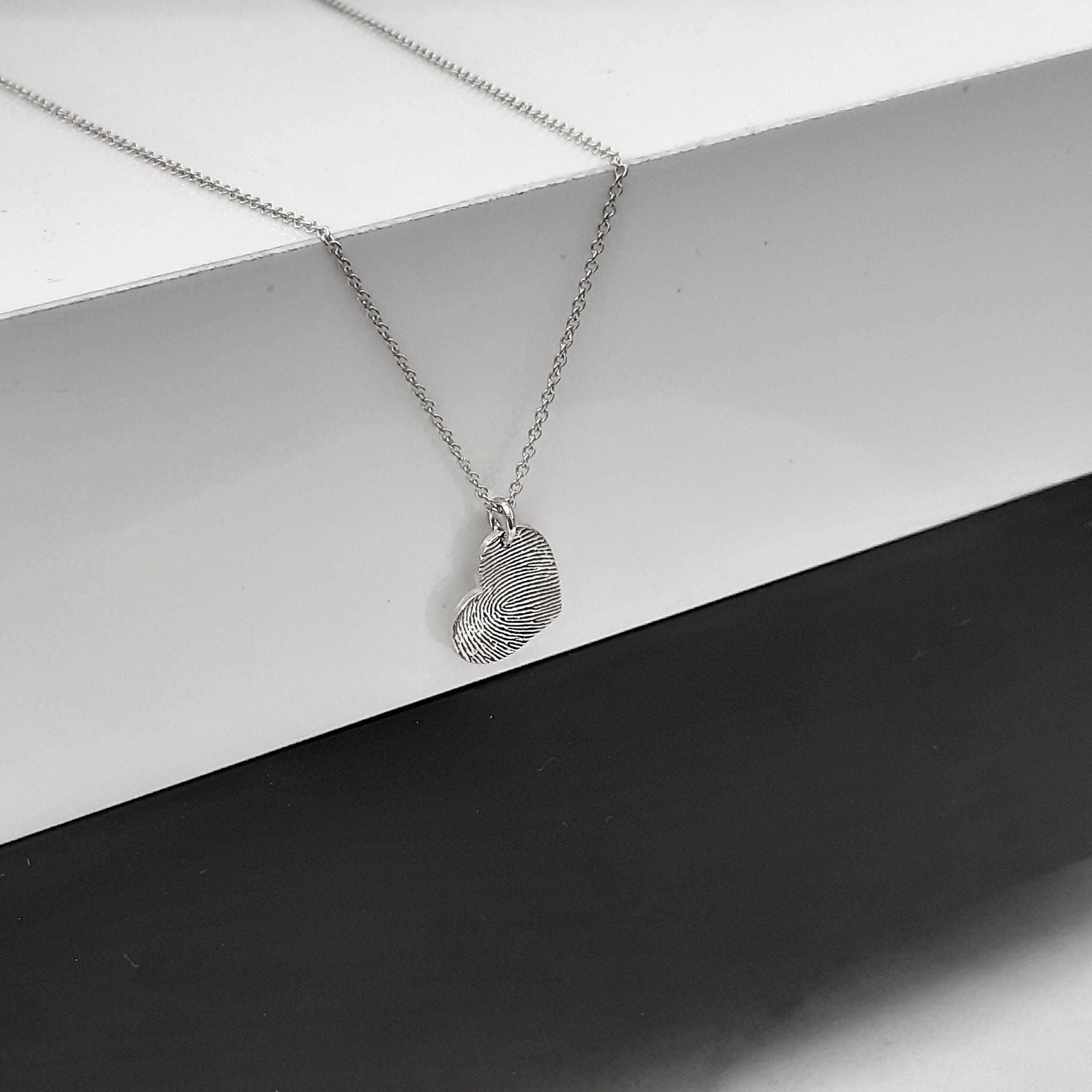 9k & 14k Custom Fingerprint Necklace • Heart Charm Fingerprint Necklace • Custom Handwriting Jewelry - InfinityJools