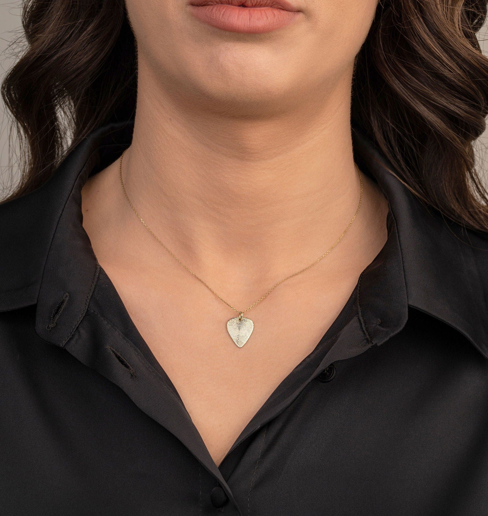 9k & 14k solid Gold Fingerprint Guitar Pick Necklace, Handwriting jewelry gift - InfinityJools