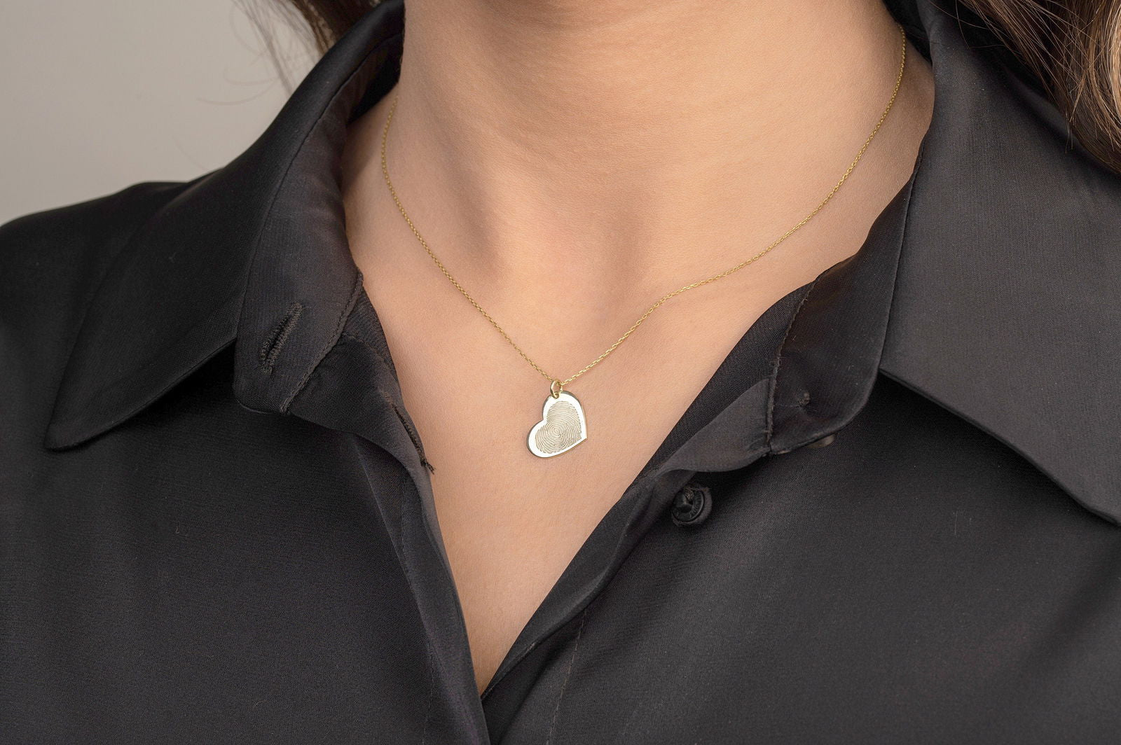 9k & 14k Solid Gold Fingerprint Necklace • Custom Handwriting Jewelry - InfinityJools