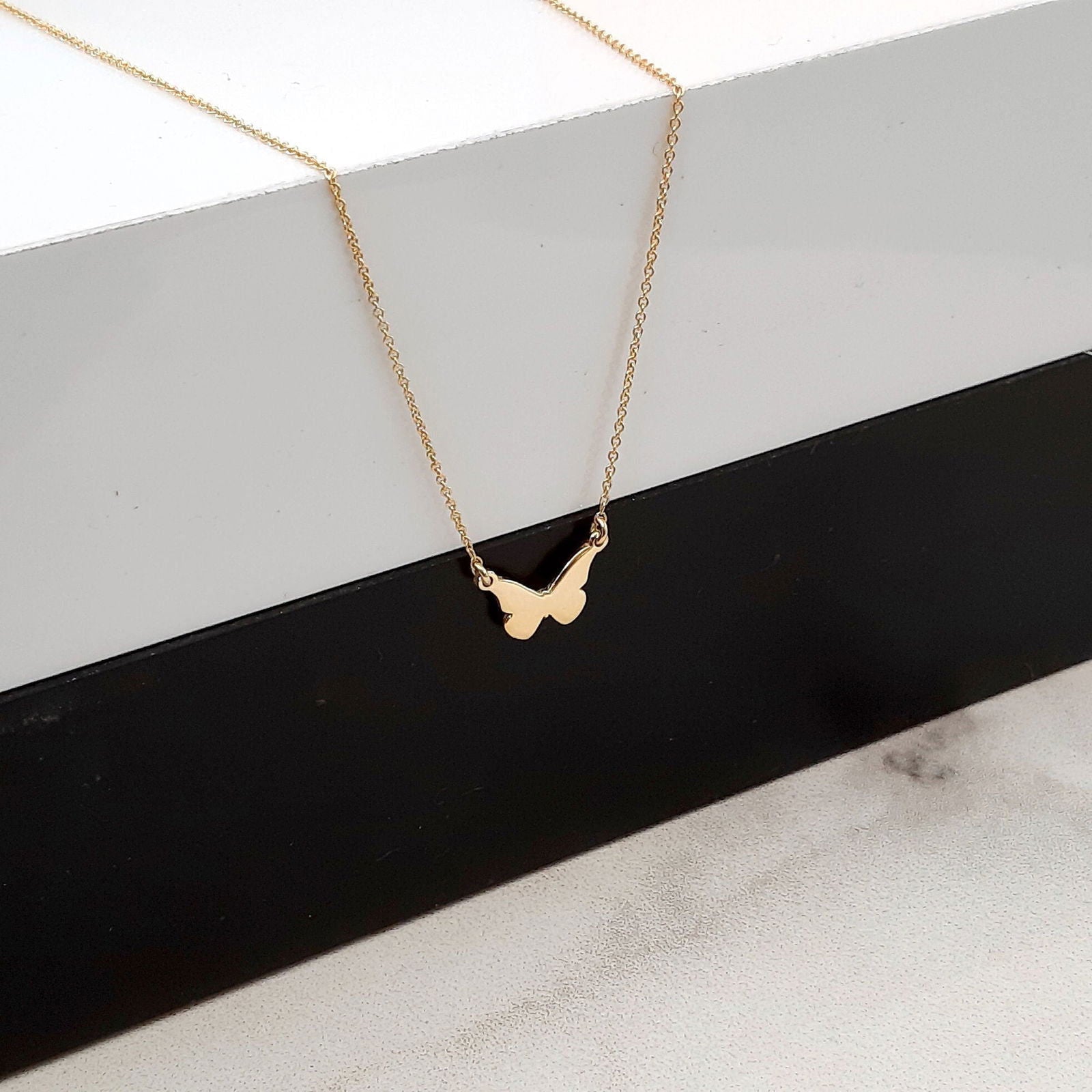 Dainty 14k Solid Gold Butterfly Necklace - InfinityJools