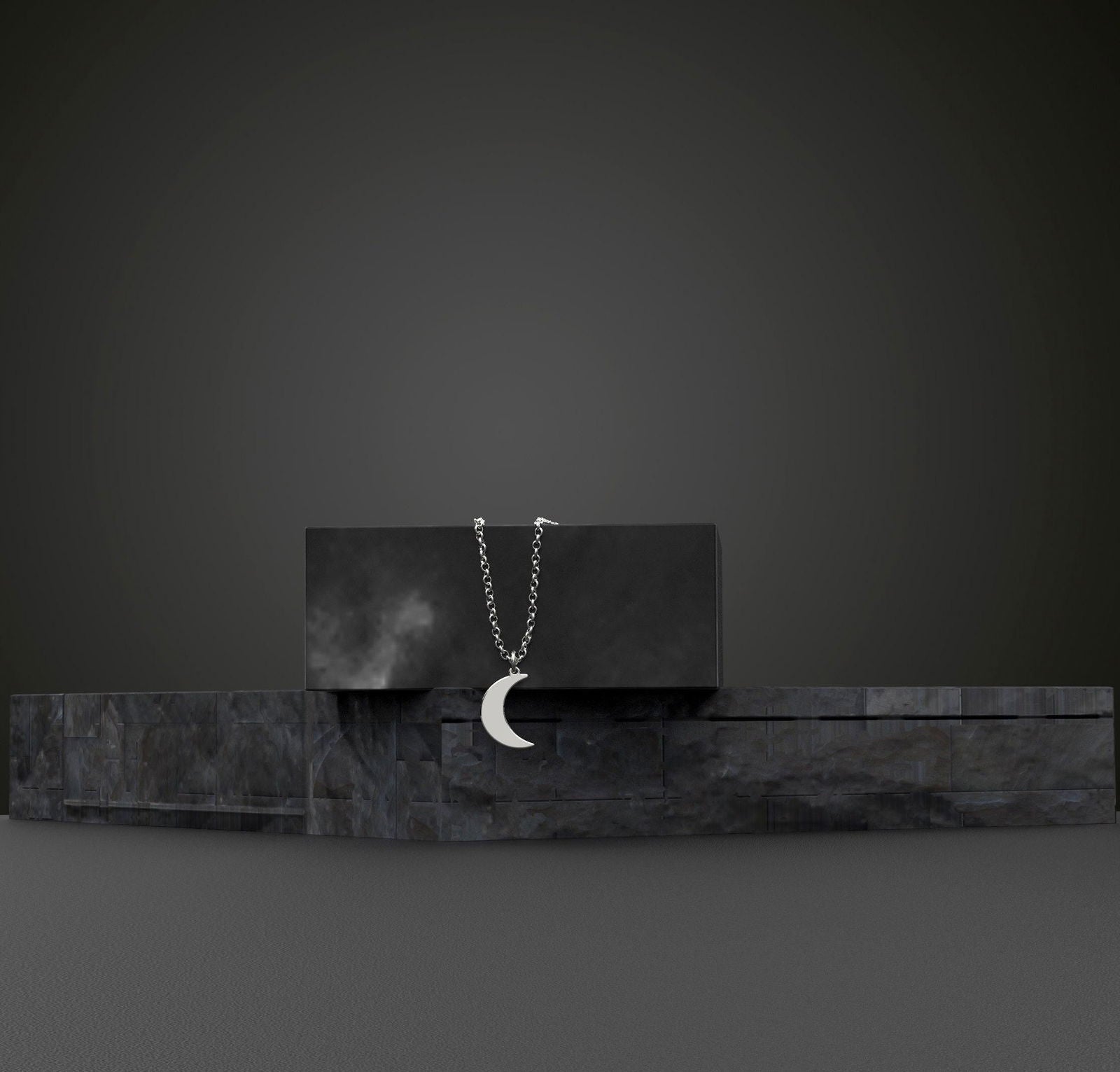 Dainty 14K Solid Gold Crescent Moon Necklace - InfinityJools