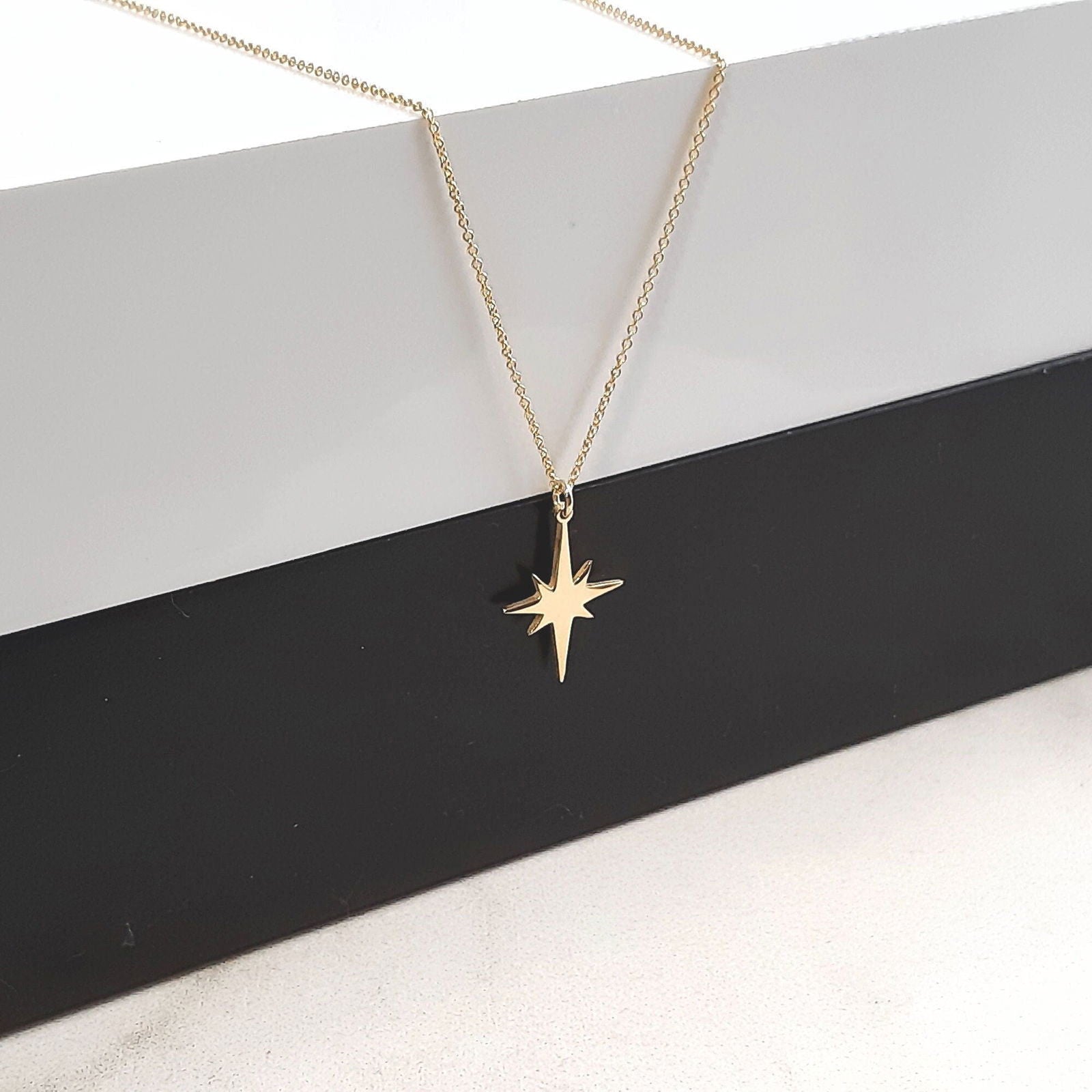 Dainty 14k Solid Gold North Star Necklace - InfinityJools