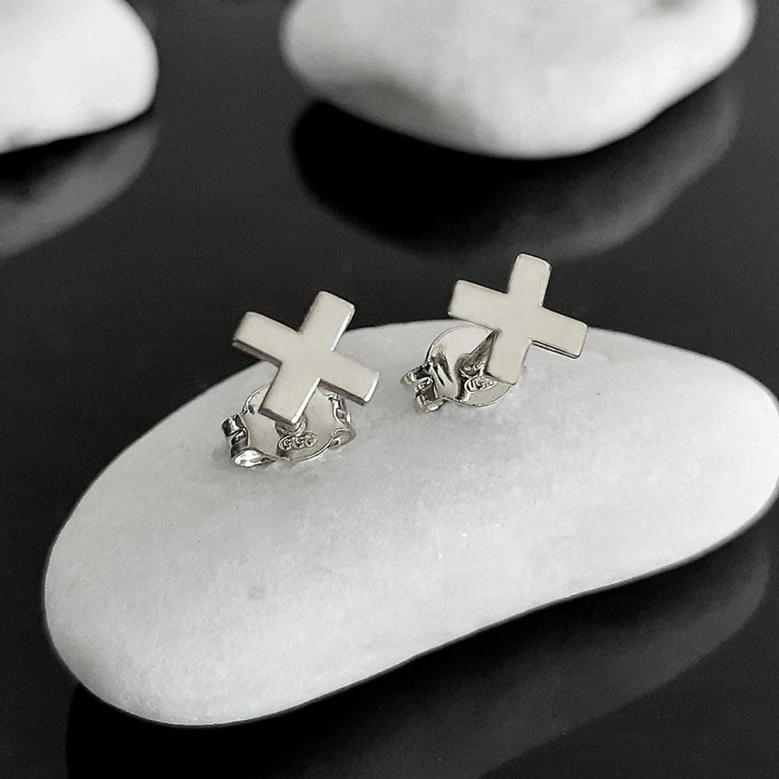 Gold X Stud Earrings, 14k yellow Gold Earrings - InfinityJools