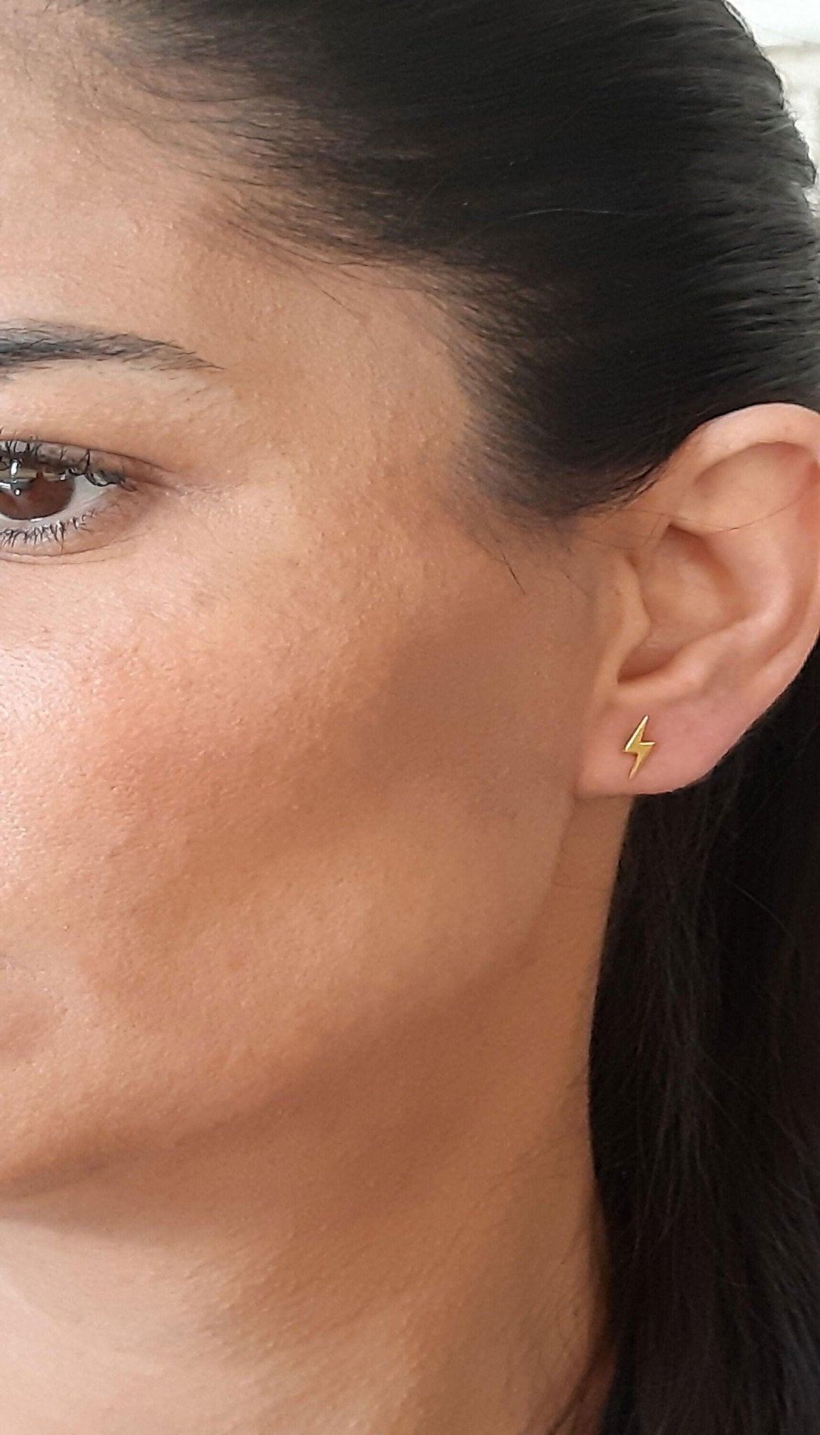 Lightning Bolt Stud Earrings Solid Gold - InfinityJools