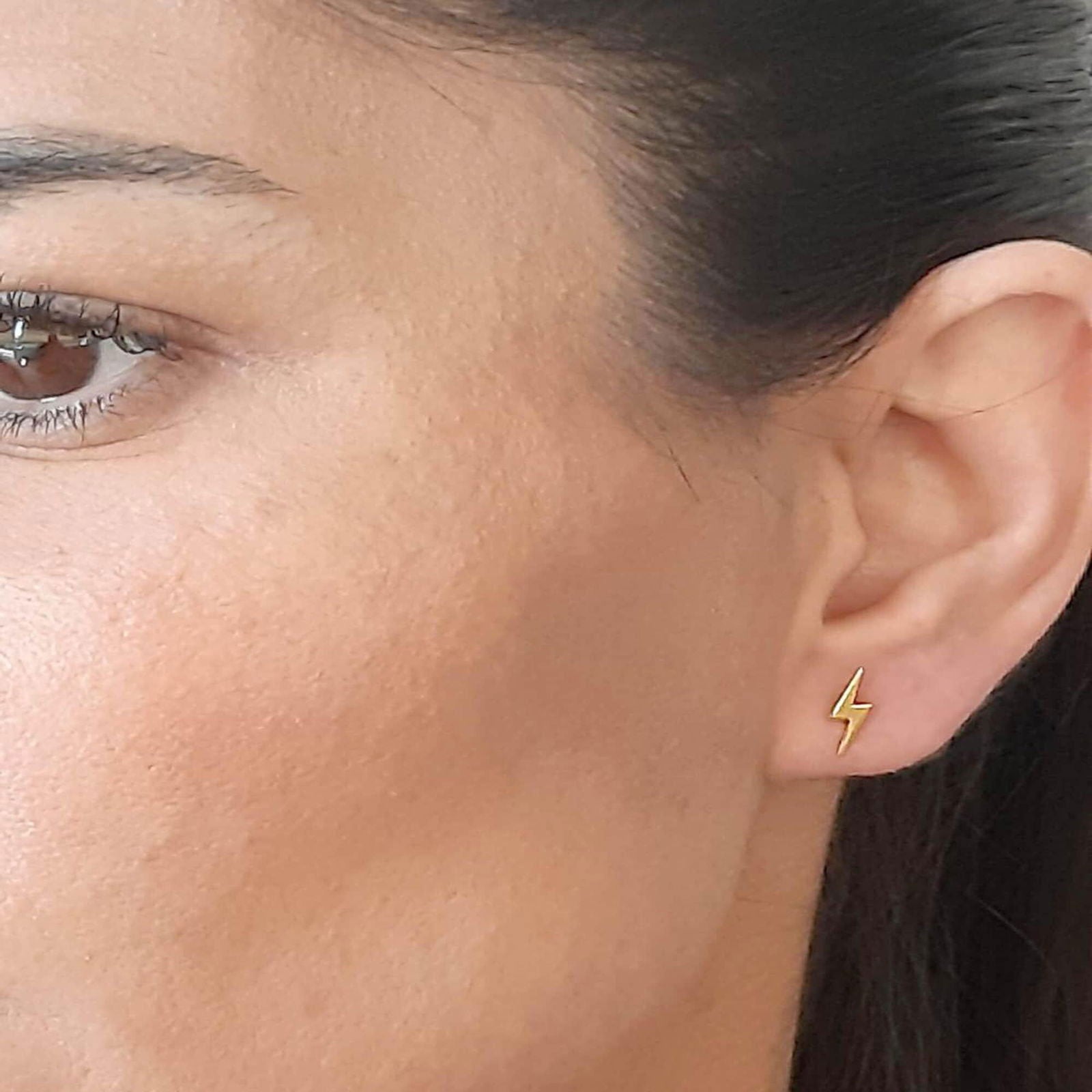 Lightning Bolt Stud Earrings Solid Gold - InfinityJools