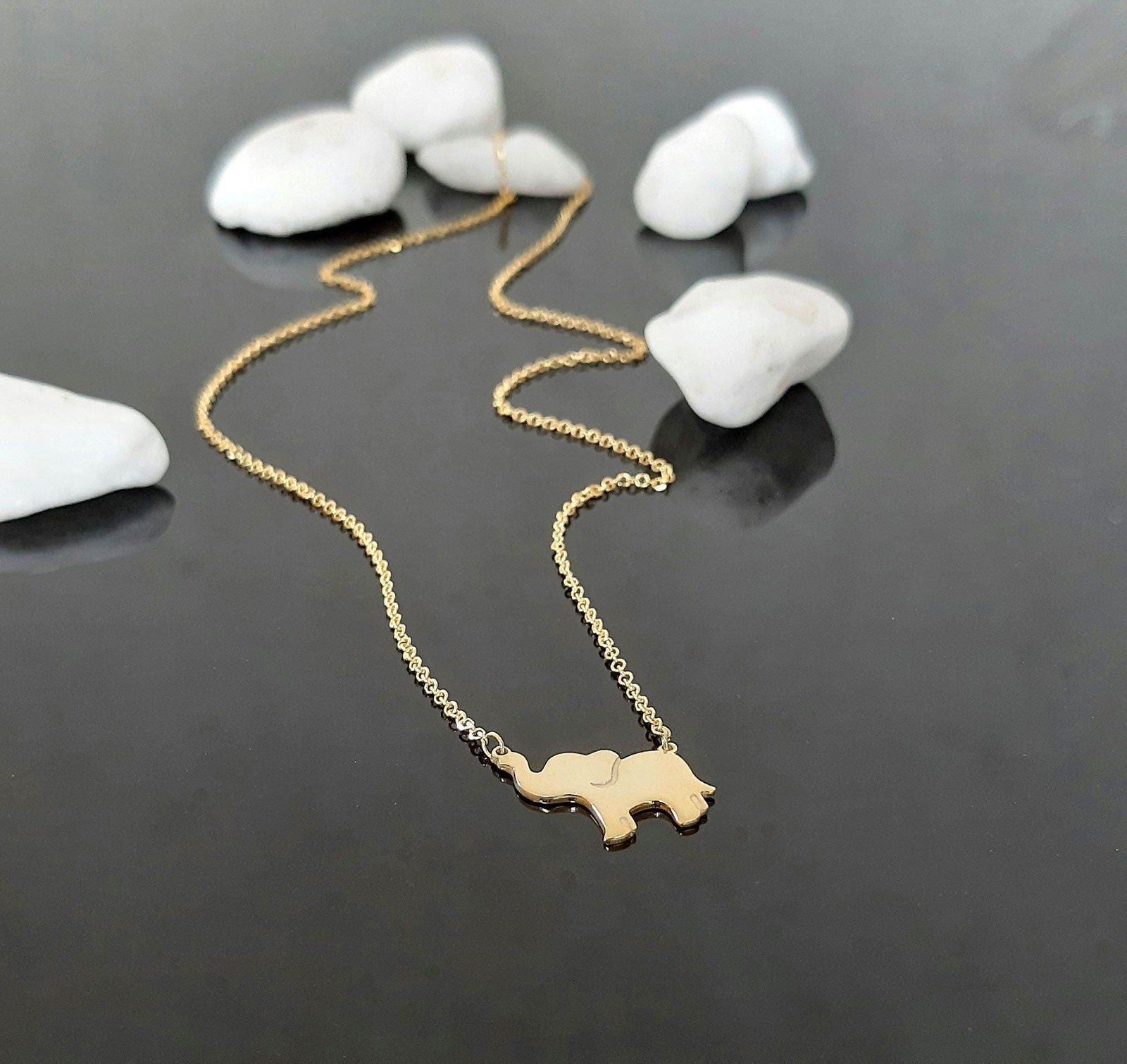 Solid Gold elephant necklace - InfinityJools
