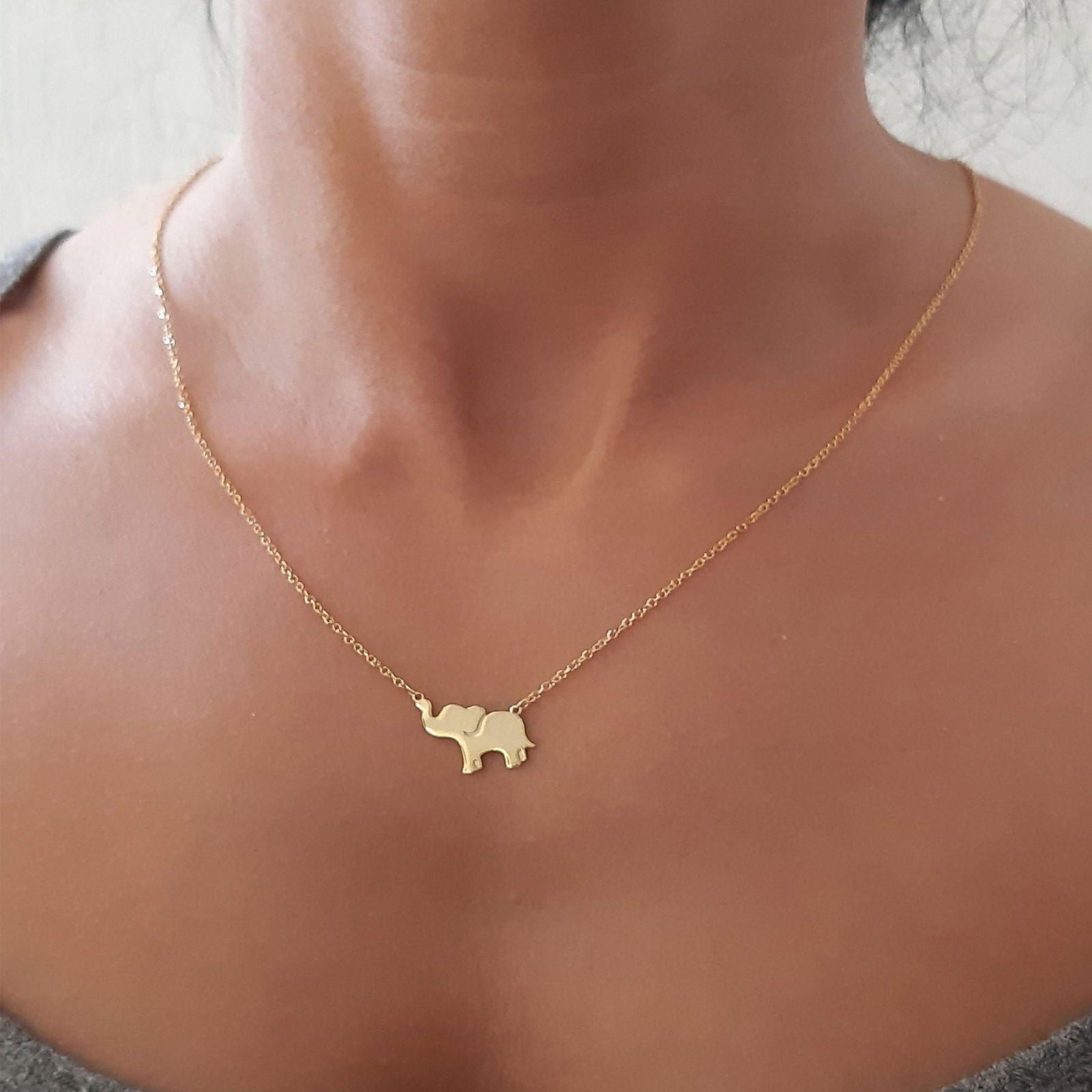 Solid Gold elephant necklace - InfinityJools